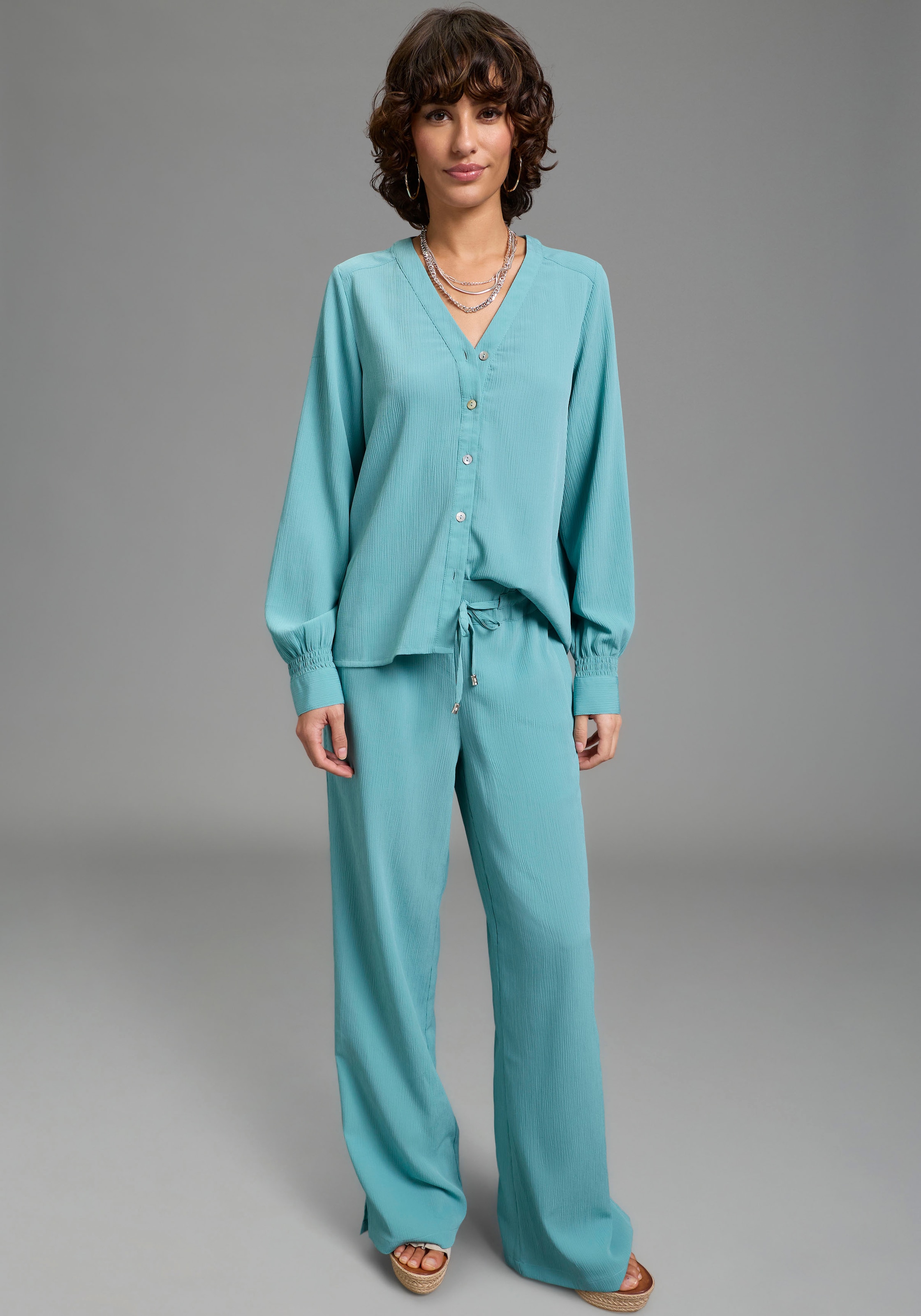 Laura Scott Pantalon à enfiler  weite Hose, mit Gummizug am Bund, mit Schlitz am Beinabschluss