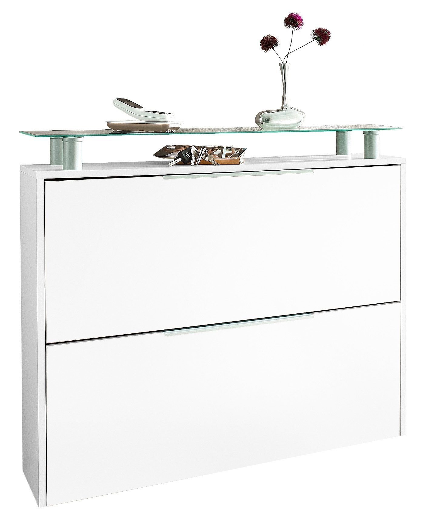 Image of borchardt Möbel Schuhschrank "Rena, Schuhkipper, Schuhregal" hängend, mit Glasablage und Metallgriffen