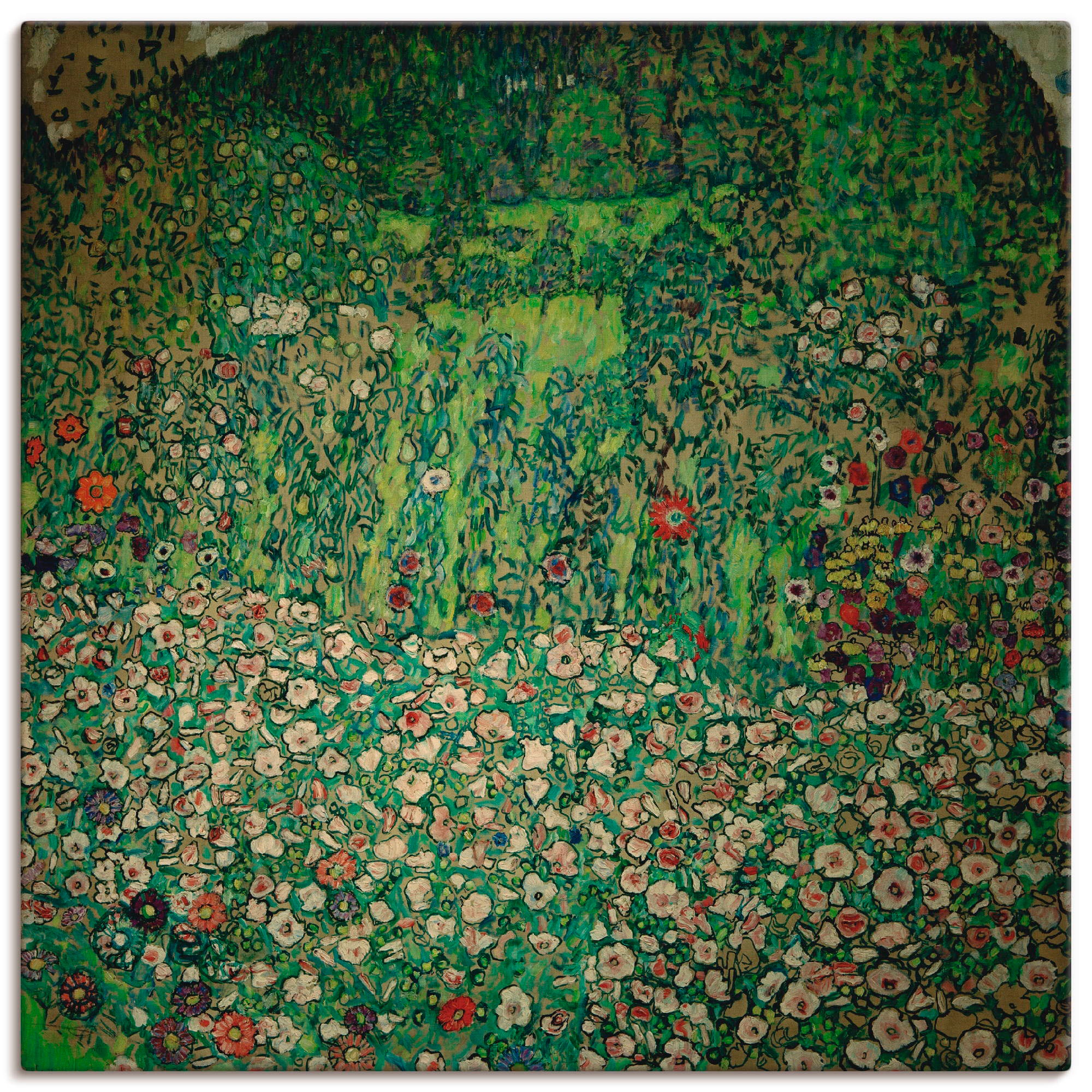 Image of Artland Leinwandbild "Gartenlandschaft mit Bergkuppe (Gartenlandschaft)" Garten 1 Stk. tlg. auf Holzrahmen gespannt