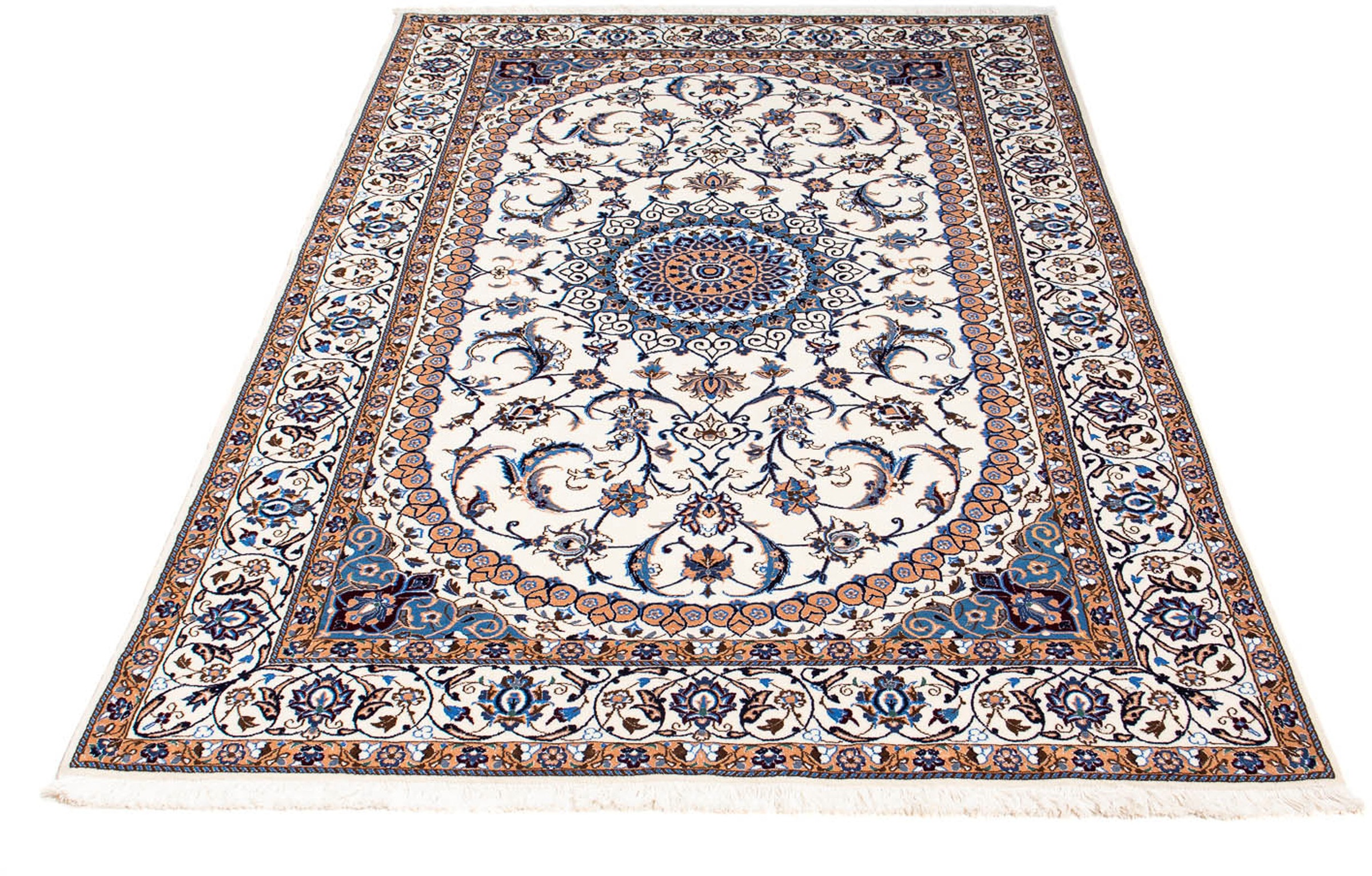 Image of morgenland Orientteppich »Perser - Nain - Premium - 192 x 116 cm - beige«, rechteckig, 6 mm Höhe, Wohnzimmer, Handgeknüpft, Einzelstück mit Zertifikat bei Ackermann Versand Schweiz