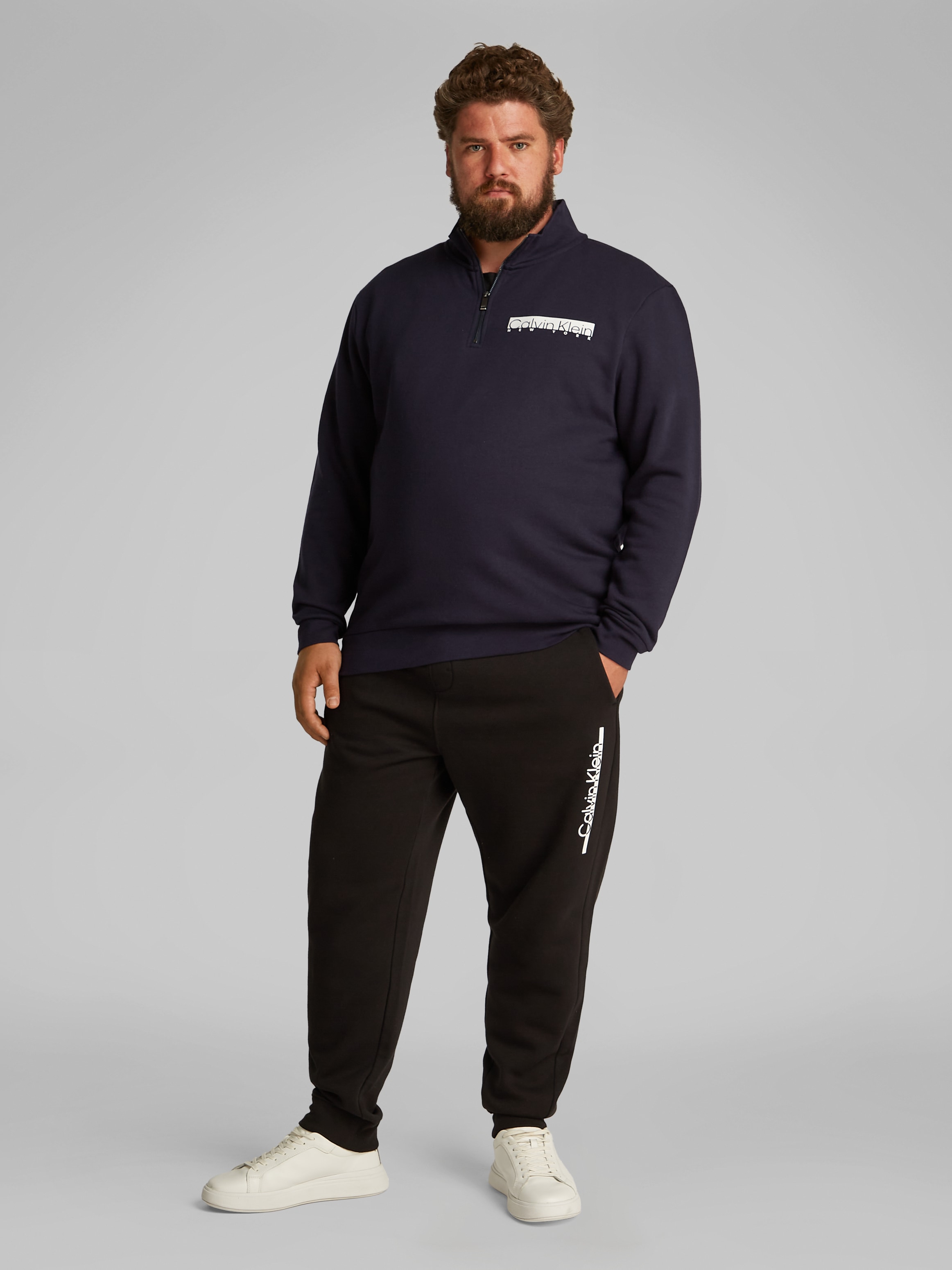 Calvin Klein Big&Tall Sweatshirt »BT_NY CHEST BOX LOGO Q-ZIP«, in Grossen Grössen mit Logoprint
