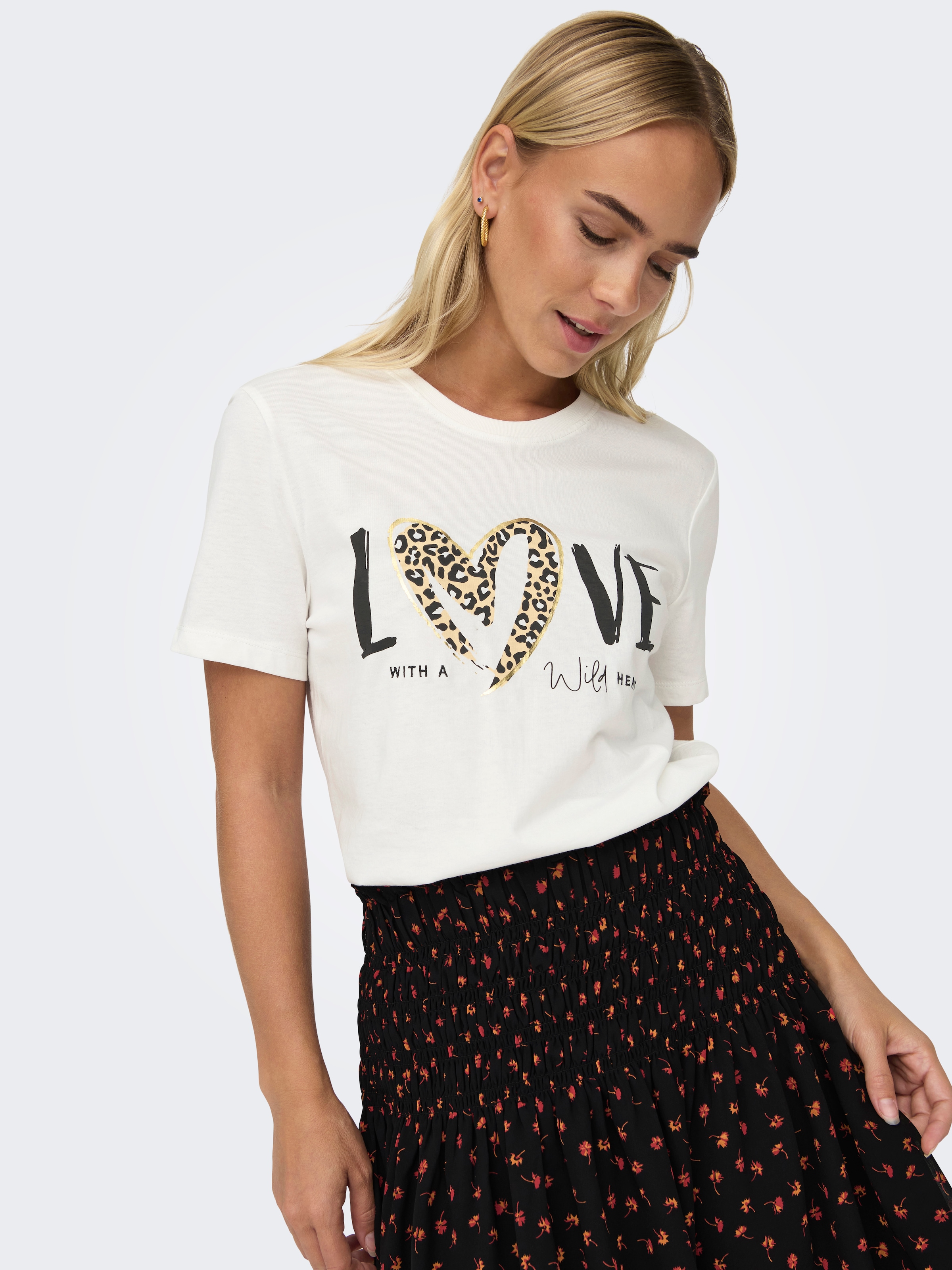 ONLY T-shirt à manches courtes »ONLFREA S/S WILD TOP BOX JRS« Baumwolle, regular fit, Rundhals