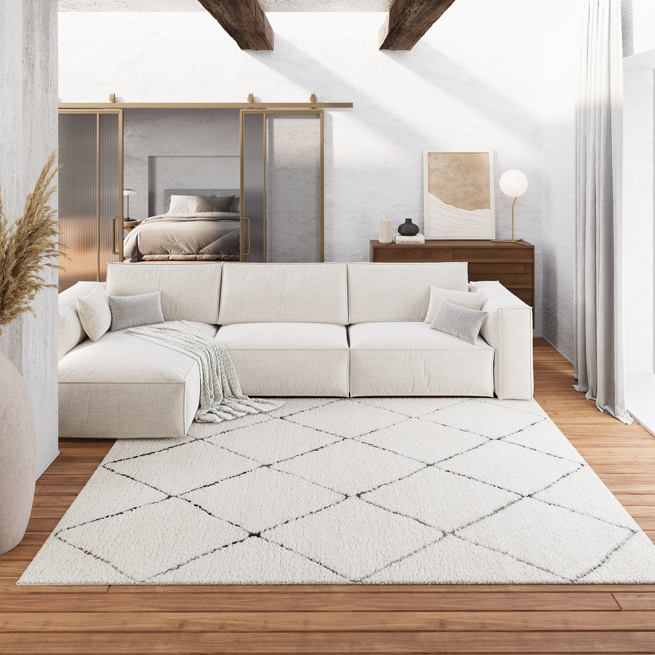 Image of Wecon home Hochflor-Teppich "STUDIO two" rechteckig 35 mm Höhe weicher und kuscheliger Flor, Wohnzimmer, Schlafzimmer, im Berber-Stil