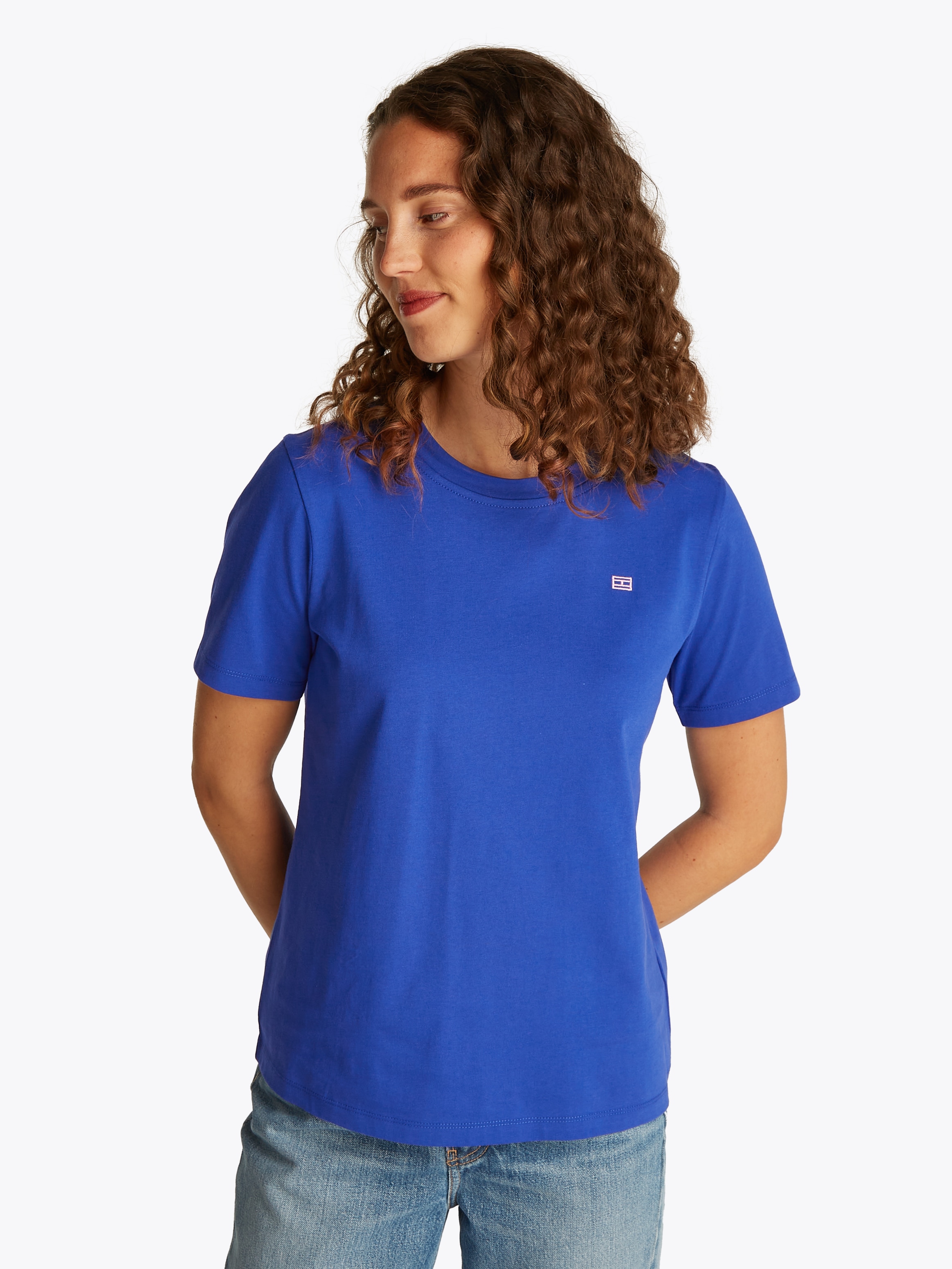Image of Tommy Hilfiger T-Shirt "REG CONTRAST FLAG SS TEE" mit Logostickerei
