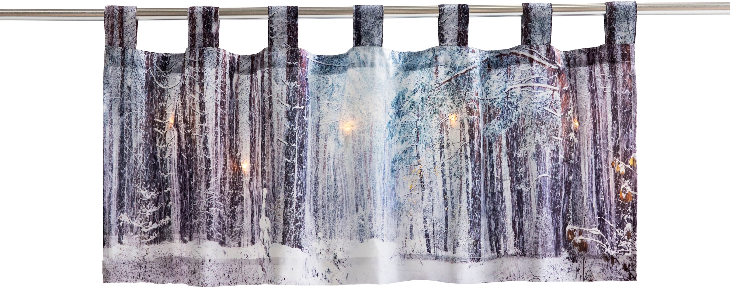 Image of my home Scheibengardine »Winterwald«, (1 St.), Blickdicht, einseitig bedruckte Microfaser mit LED-Lichtern bei Ackermann Versand Schweiz