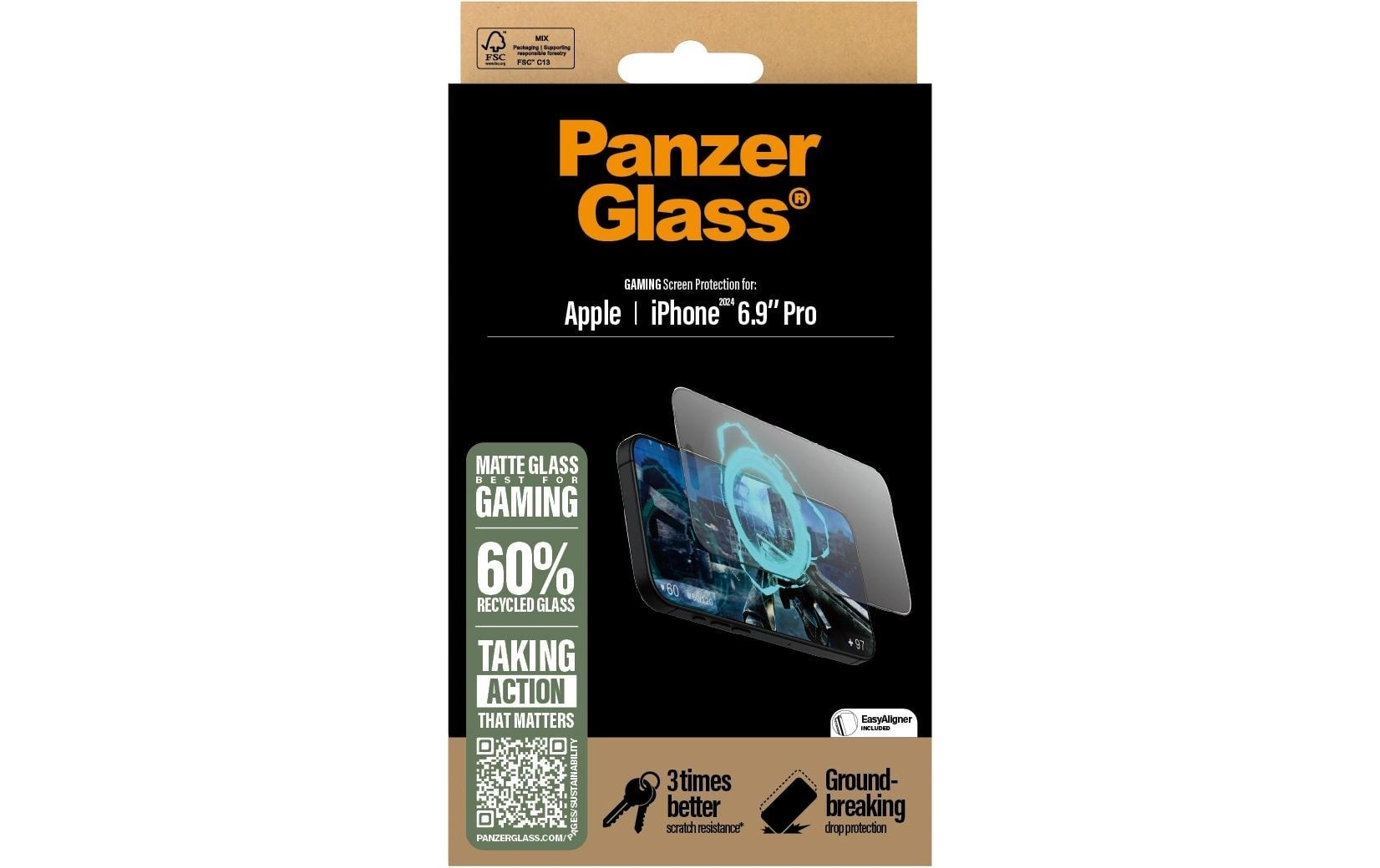 PanzerGlass Displayschutzglas »Ultra Wide Fit Gaming iPhone 16 Pro Max«, für iPhone 16 Pro Max, (1 St.)