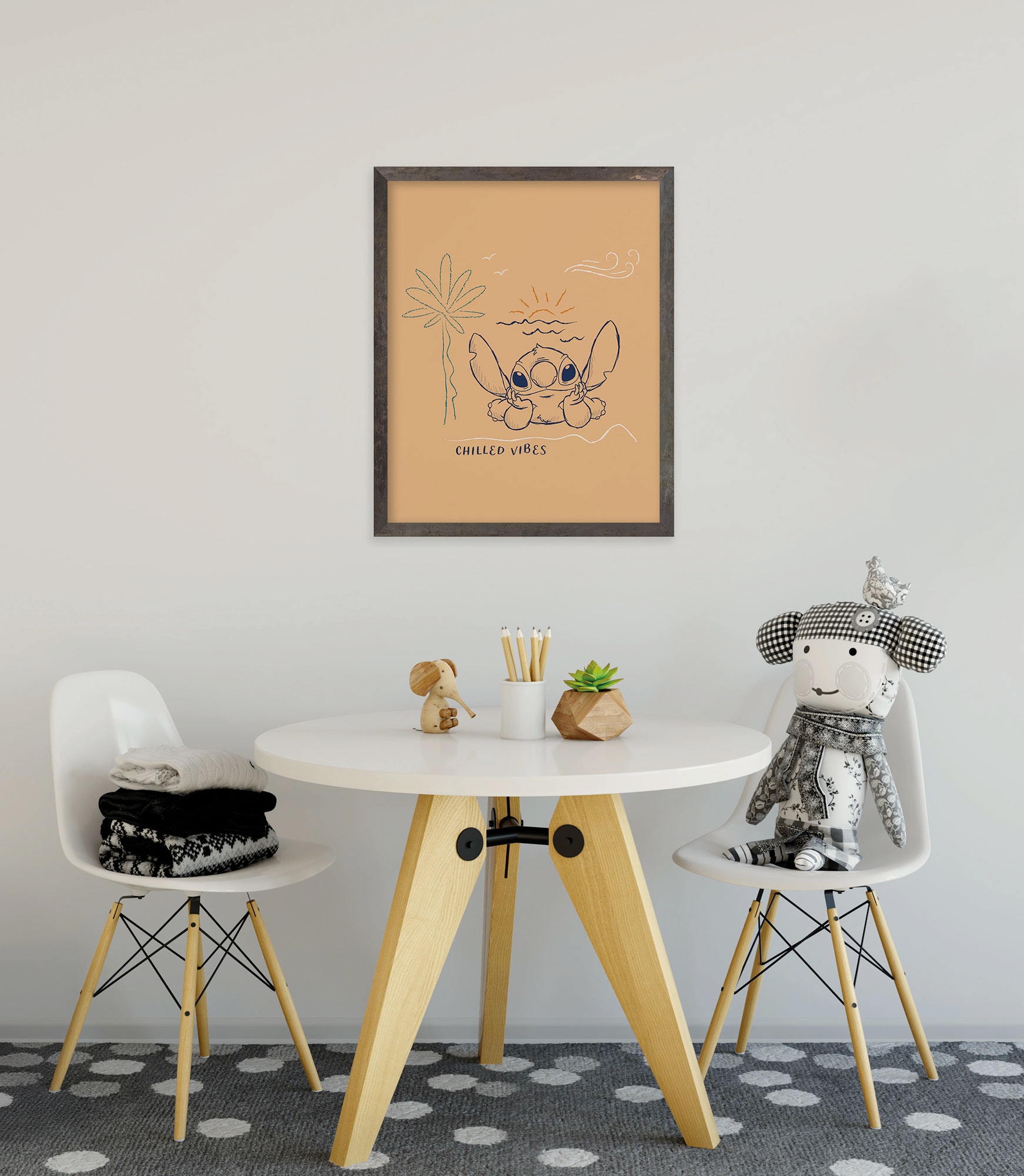 Image of Komar Wandbild "Disney Lilo and Stitch Chilled Vibes" Disney Set, 1 Stk. tlg. 30 x 40 cm (Breite x Höhe) - Kinderzimmer, Dekoration