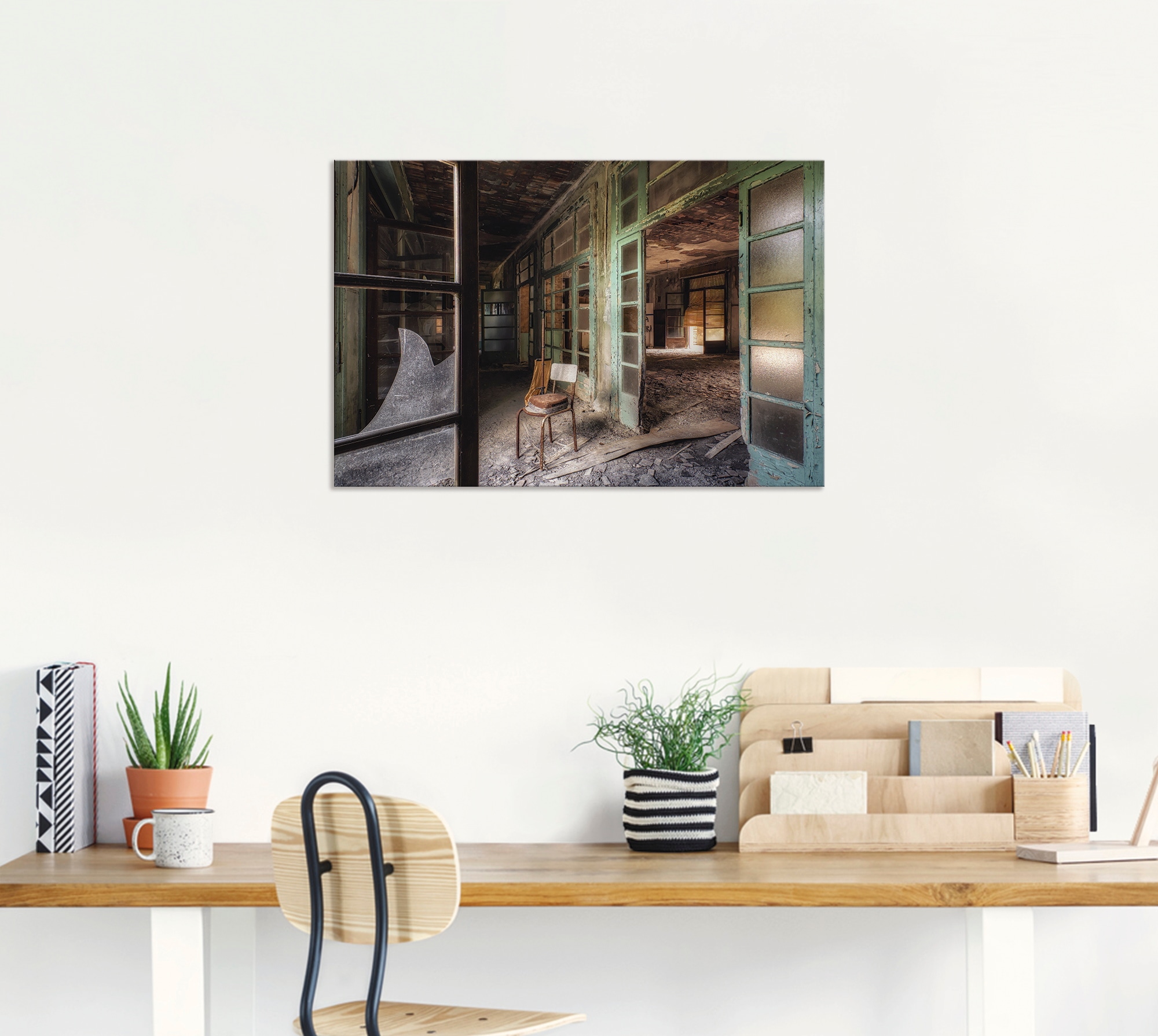 Artland Wandbild »Lost Place - Stuhl - verlassene Orte«, Gebäude, (1 St.), als Alubild, Outdoorbild, Leinwandbild, Poster in verschied. Grössen