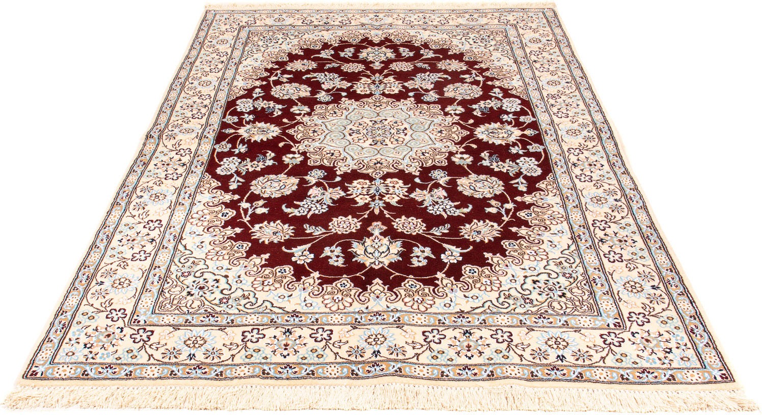 Image of morgenland Orientteppich »Perser - Nain - Royal - 241 x 153 cm - dunkelrot«, rechteckig, 10 mm Höhe, Wohnzimmer, Handgeknüpft, Einzelstück mit Zertifikat bei Ackermann Versand Schweiz