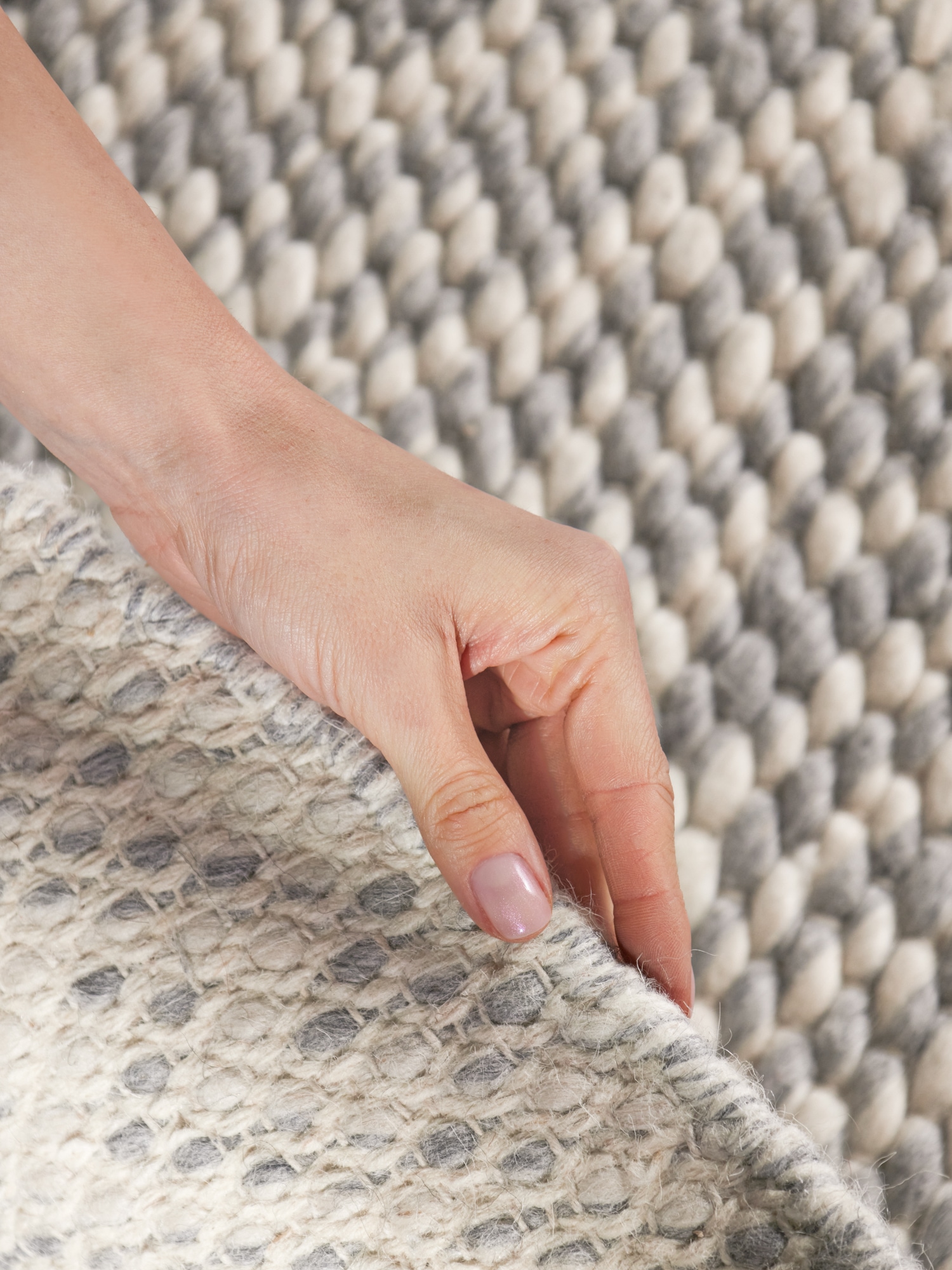 ELLE DECORATION Wollteppich »Beans« rund 10 mm Höhe Handweb Teppich Wolle, Rund, Perlenstruktur, Wohnzimmer, Schlafzimmer