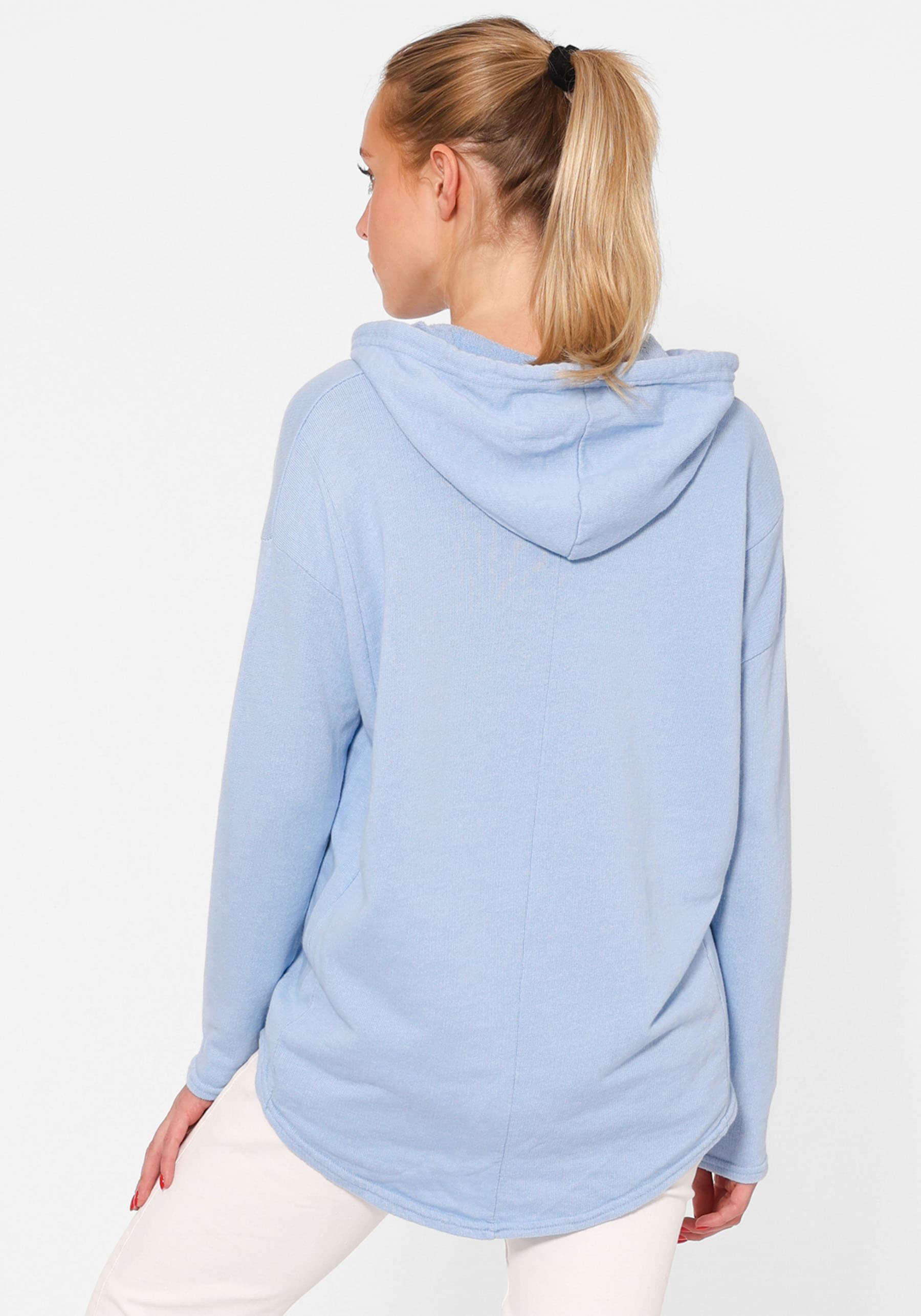 Zwillingsherz Hoodie »"Moin"«, Sweatshirt im Used-Look mit Kapuze und Stempeldruck