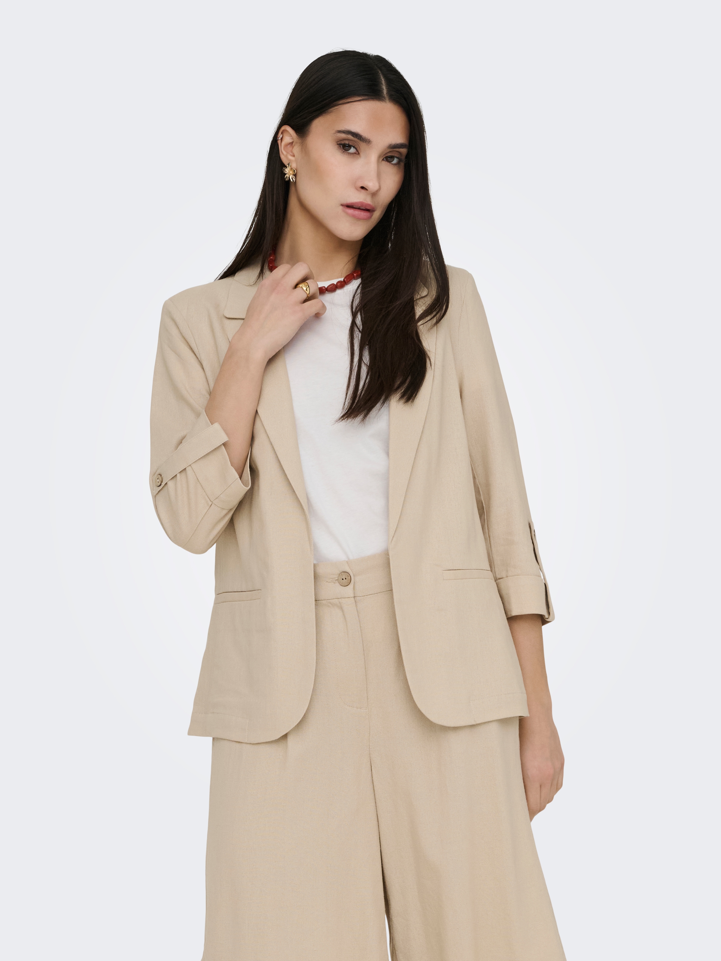 ONLY Blazer court »ONLGOA 3/4 UNLINE LINEN BL BLAZER CC TLR« avec lin