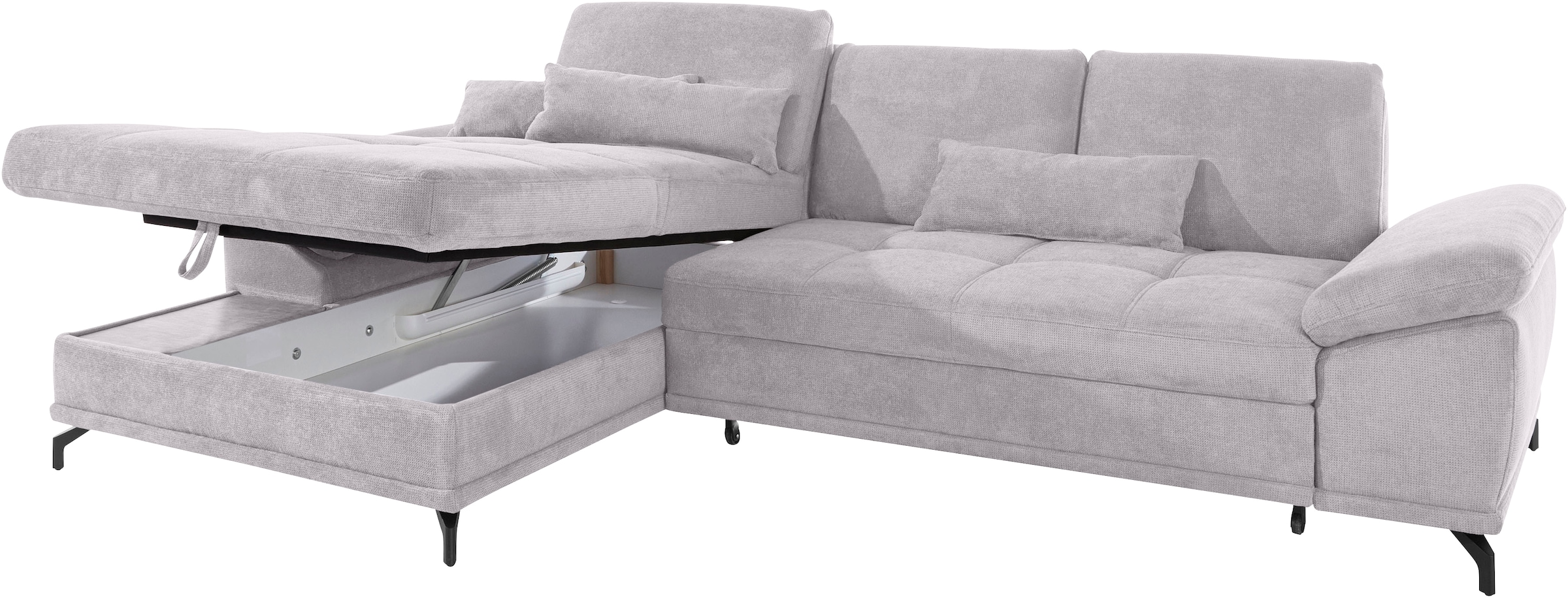 Places of Style Ecksofa Costello, mit Sitztiefenverstellung und Armlehnfunktion, incl. 3 Nierenkissen