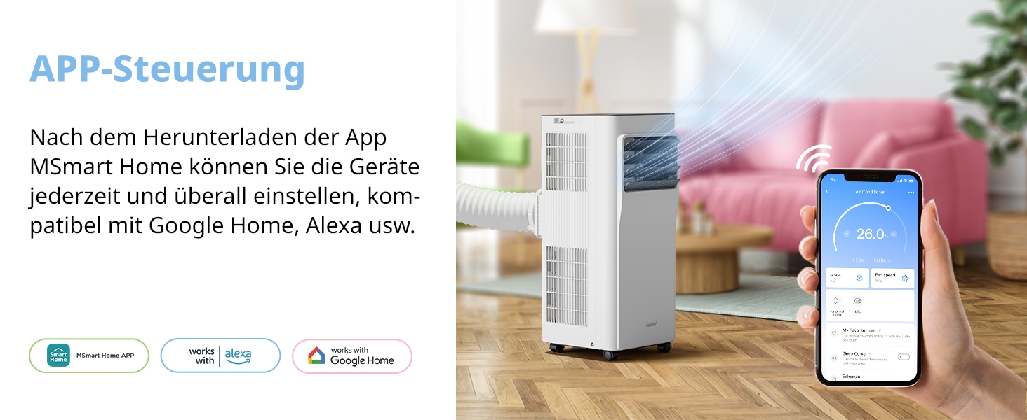 comfee Climatiseur 3 en 1 »»Easy Cool 7000« starker Luftstrom, App und Sprachsteuerung möglich« für Räume bis zu 25 m², mit Temperatursensor