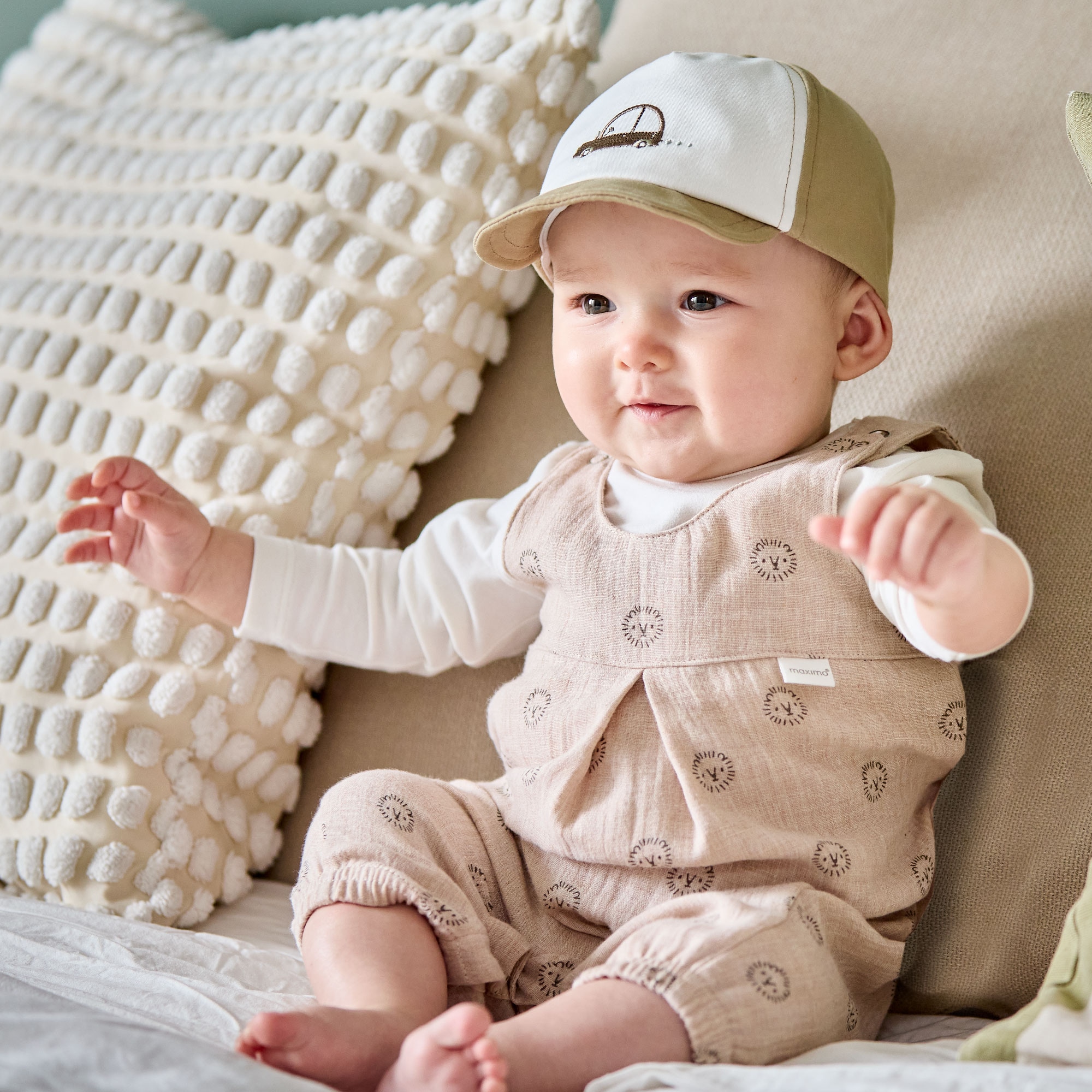 Image of MAXIMO Overall 1 Beigemeliert, Löwe, Musselin, Overall, Unisex