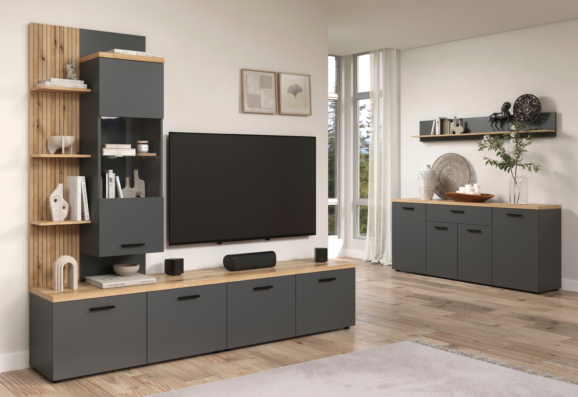 Home affaire Vitrine suspendue »Bajo« 1 cuis tlg. Hängeschrank mit 1 Tür & 1 Glasboden – (B/T/H) 80/32/161 cm