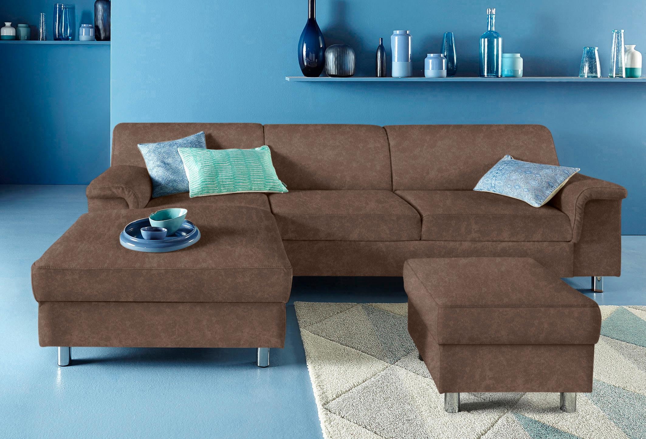 DOMO collection Ecksofa »Jamie, modern und elegant, Fusshöhe 9cm, L-Form,« wahlweise mit Bettfunktion