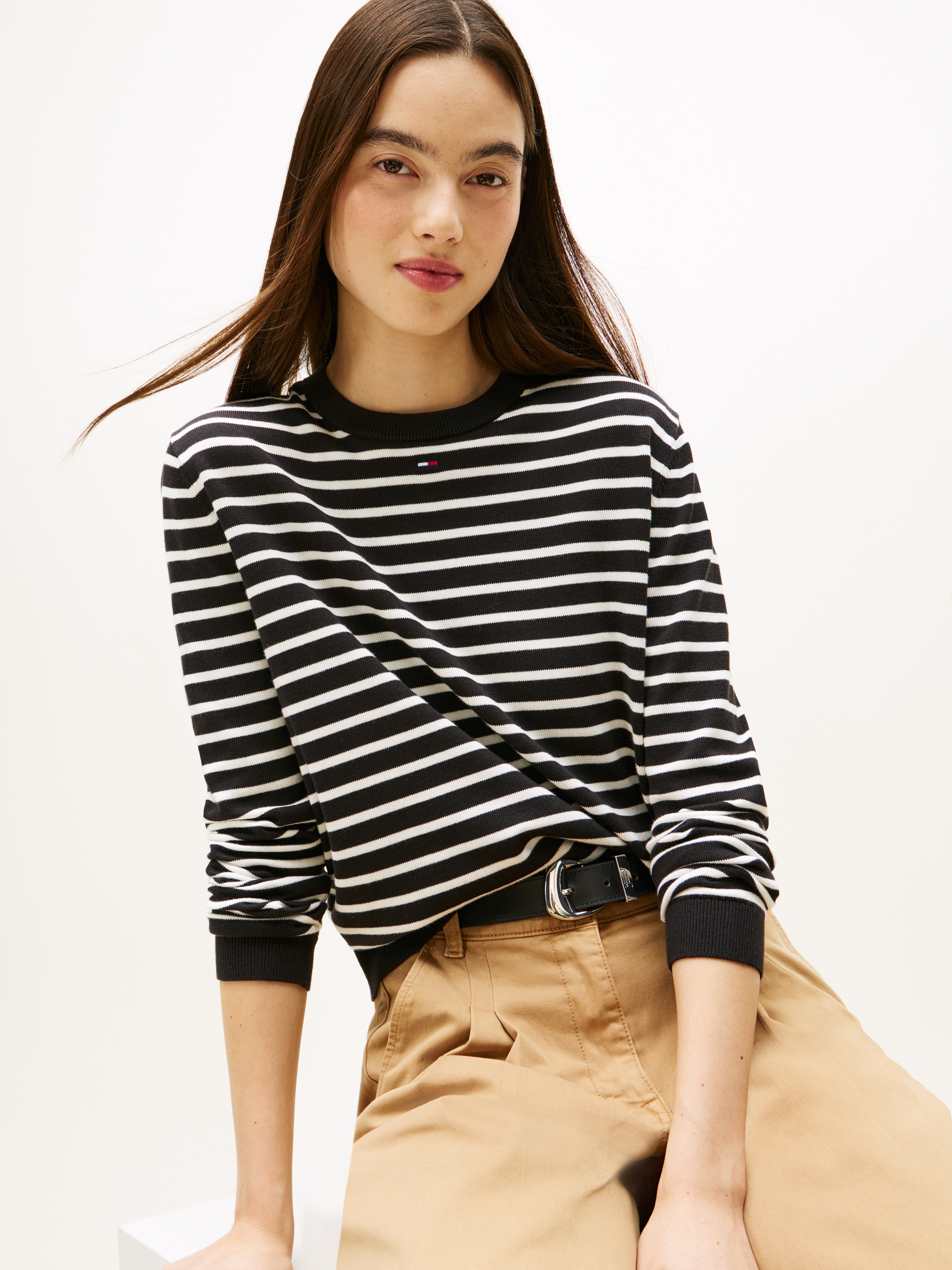 Tommy Jeans Pull en tricot »TJW ESSENTIAL CREW SWEATER EXT« coton, coupe régulière