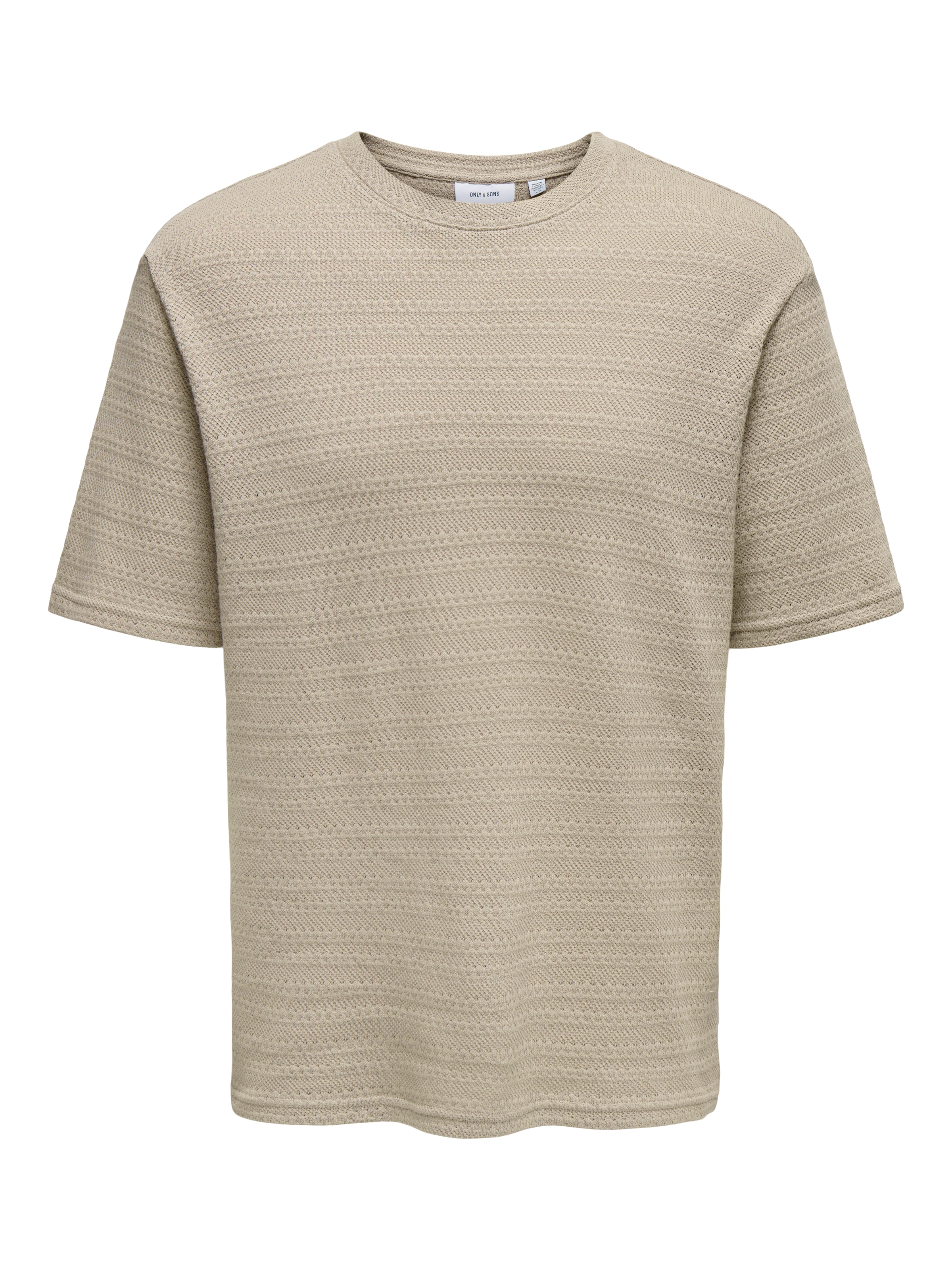 ONLY & SONS Pull à col rond »ONSGIVO REG 12 SS CREW KNIT NOOS« Coton, manches courtes, coupe normale