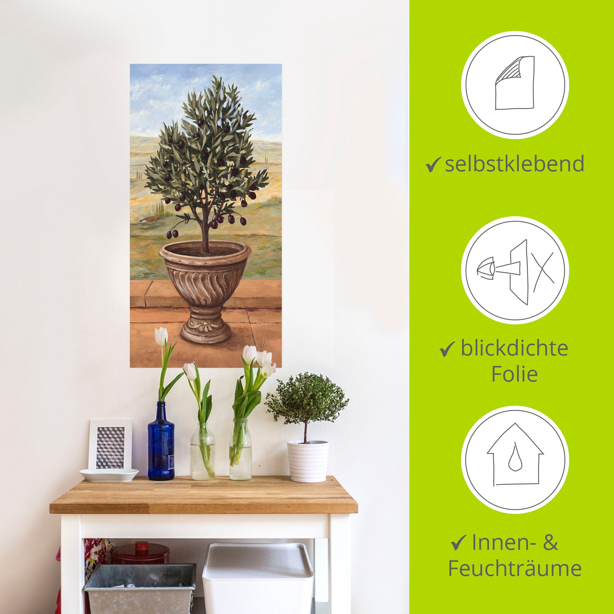 Artland Wandbild »Olivenbaum«, Pflanzen, (1 St.), als Alubild, Outdoorbild, Leinwandbild, Wandaufkleber, versch. Grössen