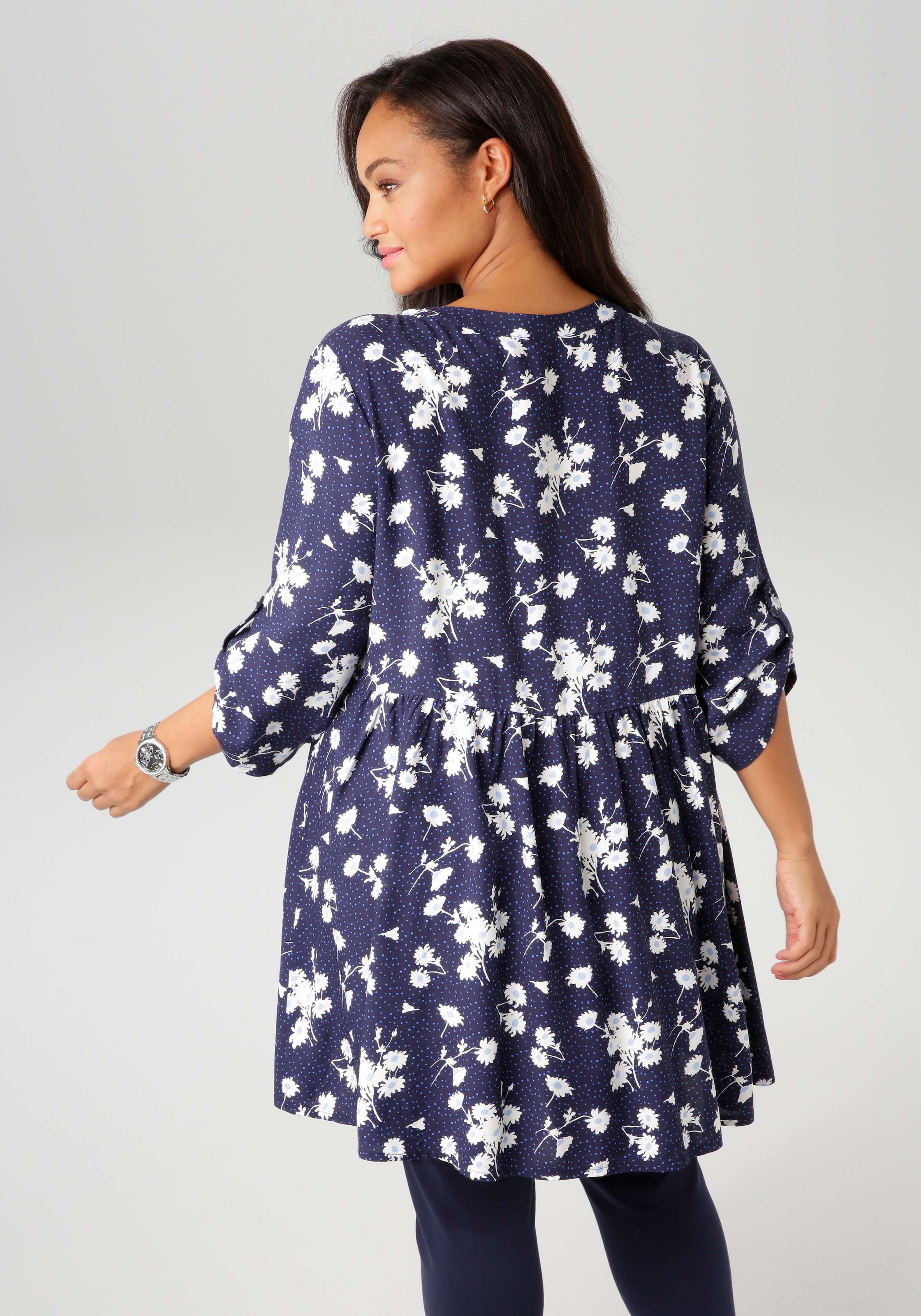 Aniston PLUS Longbluse, mit Blumen und kleinen Pünktchen bedruckt - NEUE KOLLEKTION