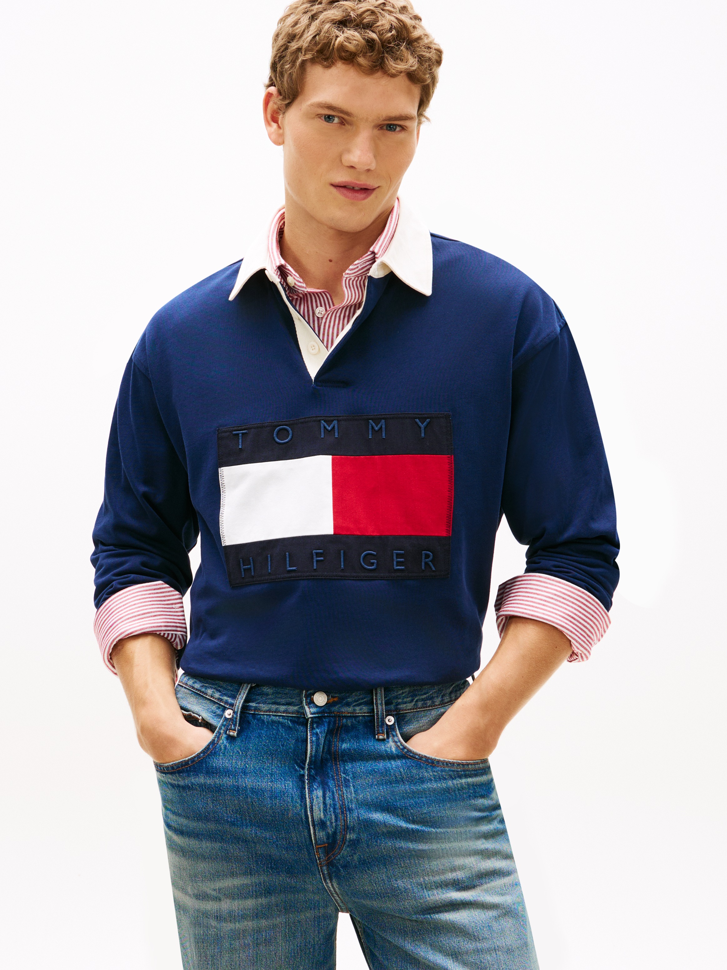 Image of Tommy Hilfiger Sweatshirt "FLAG RUGBY", Regular fit mit Polokragen Poloshirt Iconic Retro