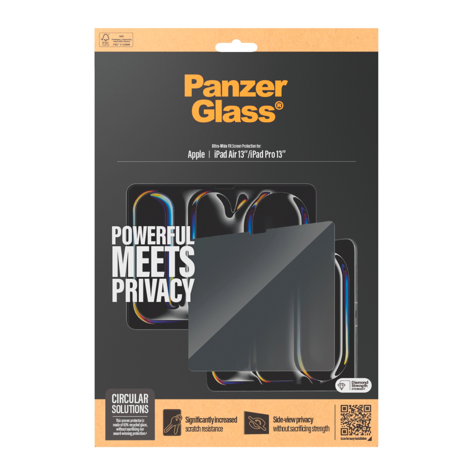 PanzerGlass Displayschutzglas »Ultra-Wide Fit Privacy Screen Protection«, für Apple iPad Air-Apple iPad Pro 13, Displayschutzfolie, Schutzfolie, Sichtschutz, kratz- & stossfest