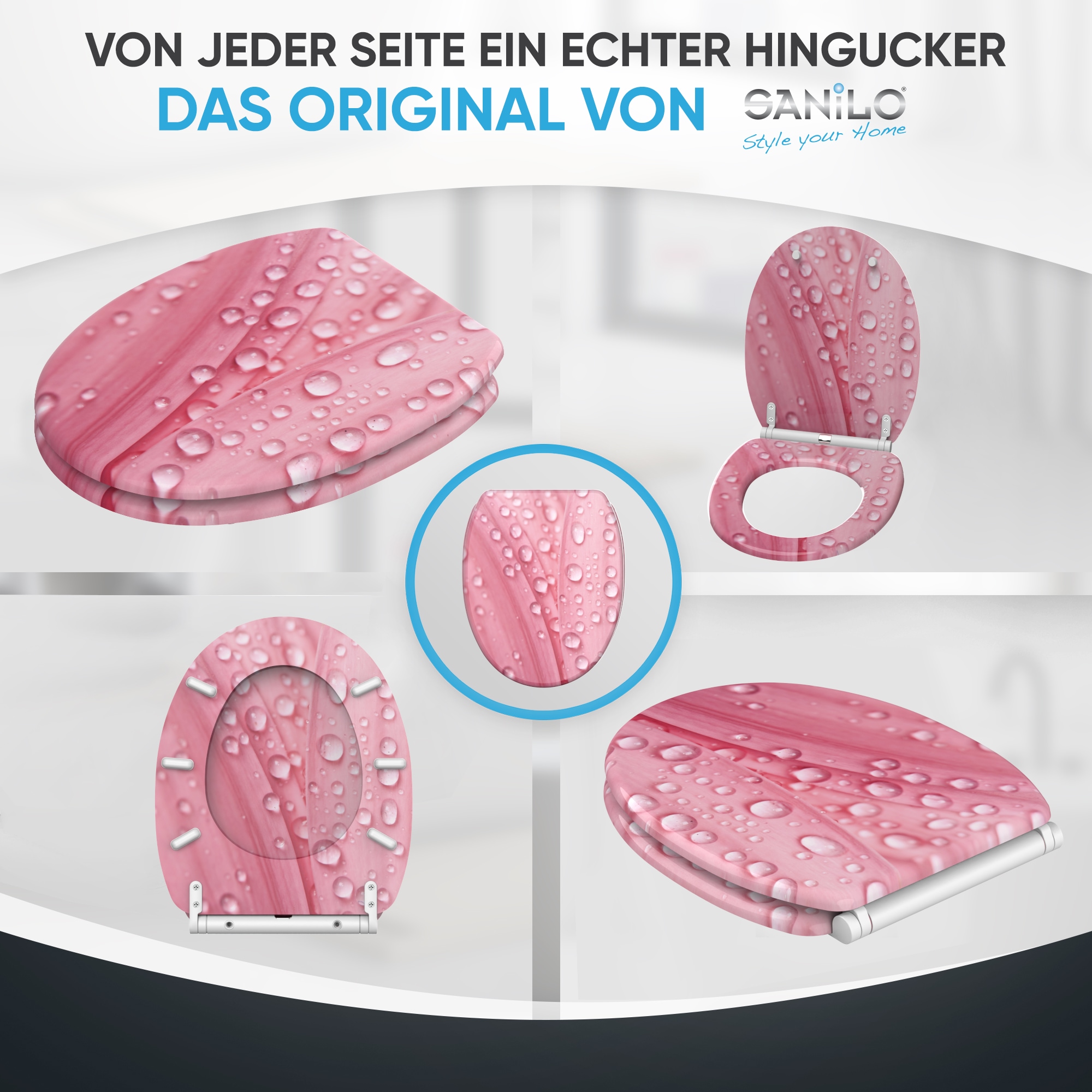 Sanilo WC-Sitz »Pink Flower mit Absenkautomatik & Quick Release« Premium Toilettendeckel, abnehmbar, leichte Montage von oben