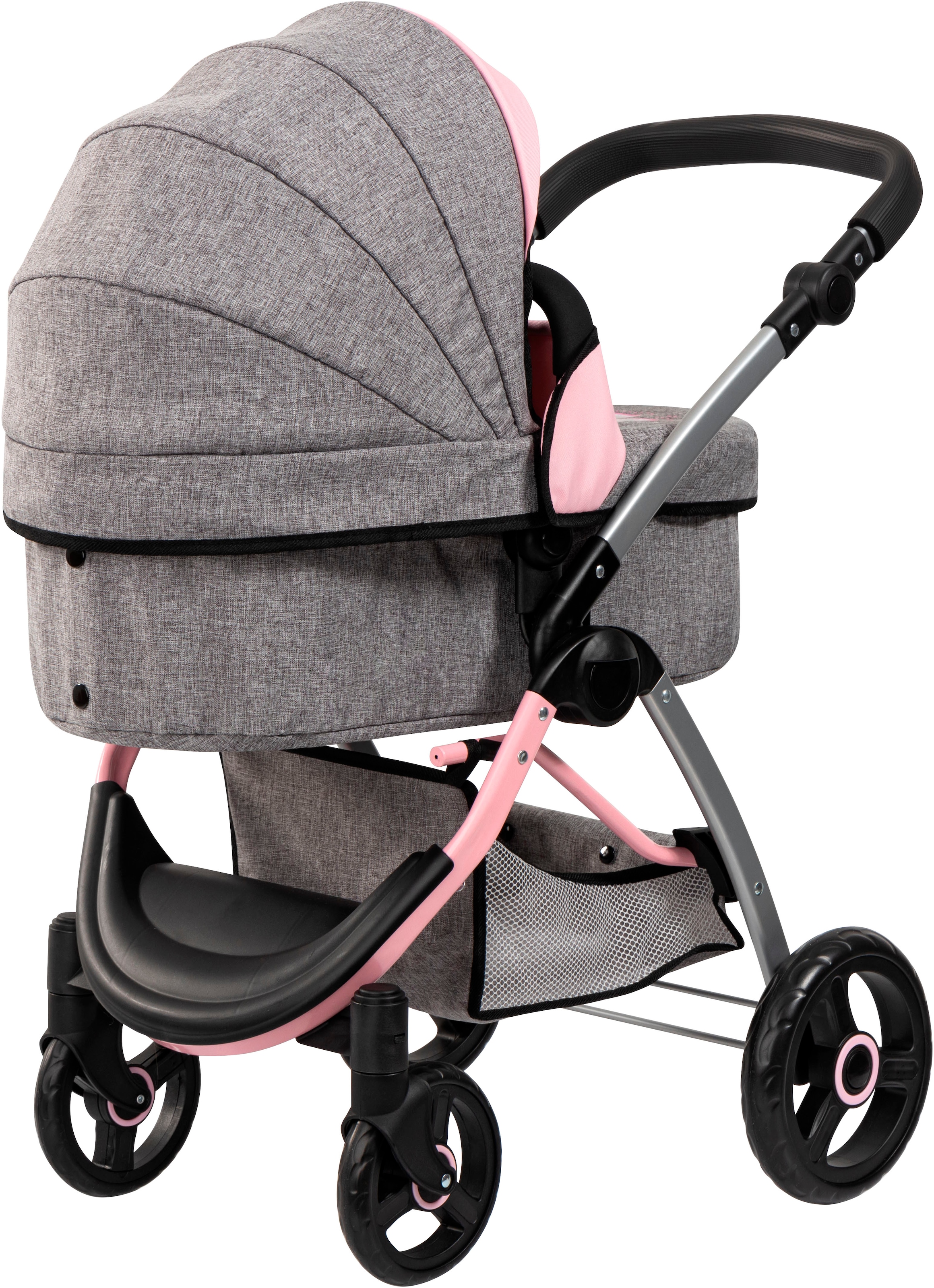 Bayer Kombi-Puppenwagen »City Max grau/rosa« mit Wickeltasche