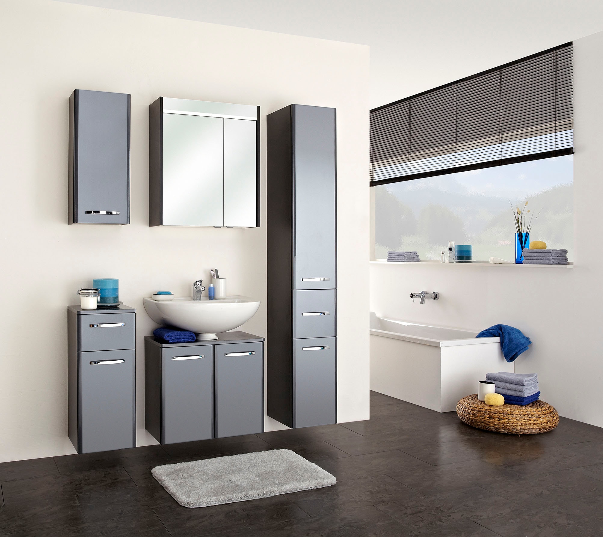 Saphir Waschbeckenunterschrank »Quickset 327 Unterbeckenschrank, 60cm breit, 2 Türen, ohne Waschbecken« Waschbeckenschrank inkl. Türdämpfer, Griffe in Chrom Glanz
