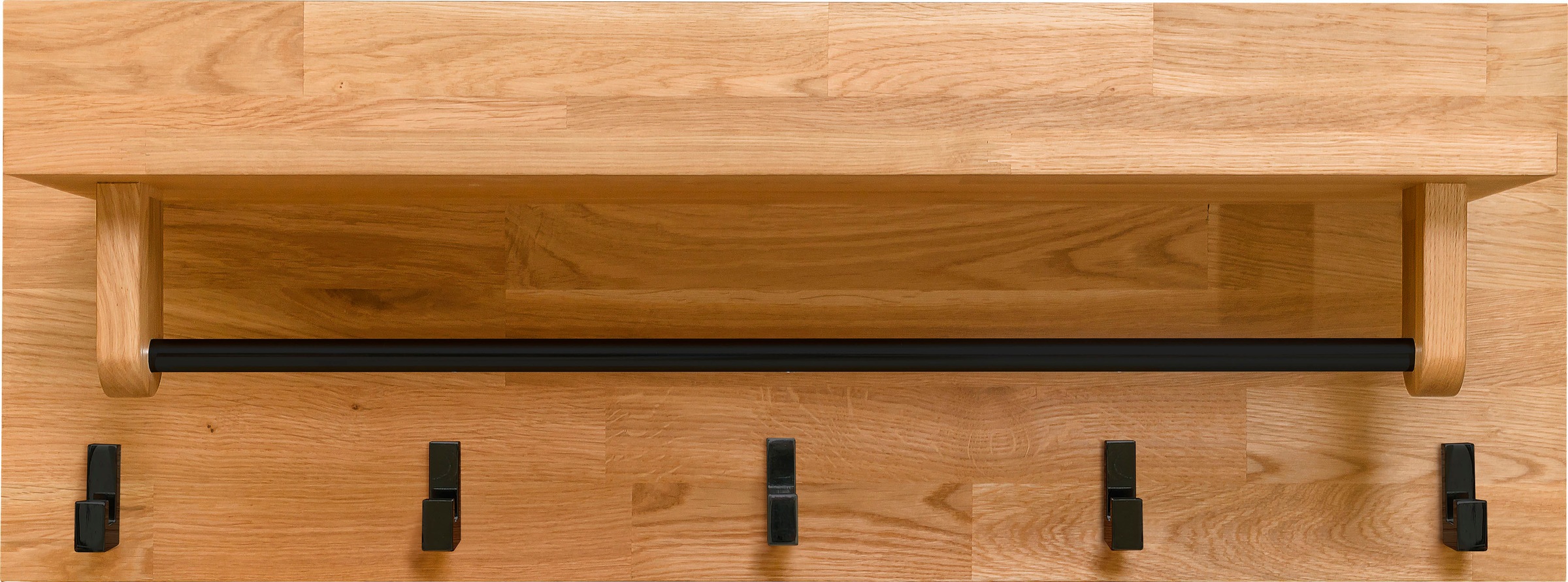 Image of andas Garderobenpaneel »Elba«, aus massivem Eichenholz, mit einer Kleiderstange und fünf Haken aus Metall, Breite 81 cm bei Ackermann Versand Schweiz