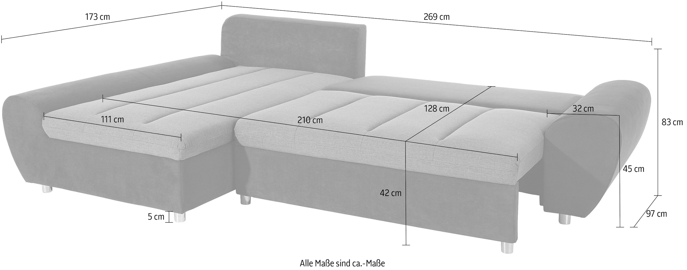 sit&more Ecksofa »Bandos L-Form«, in 2 unterschiedlichen Grössen, wahlweise mit Bettfunktion