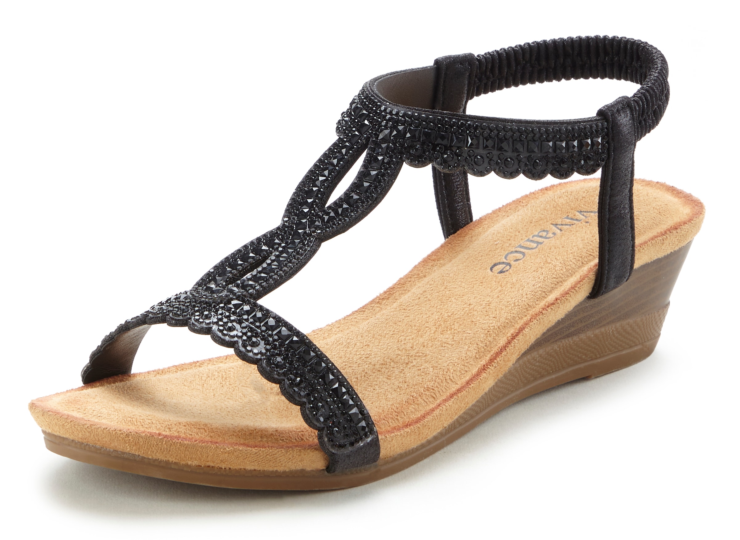 Vivance Sandalette »Sommerschuh«, Sandale, Sommerschuh mit Glitzerdetails und elastischem Riemchen VEGAN