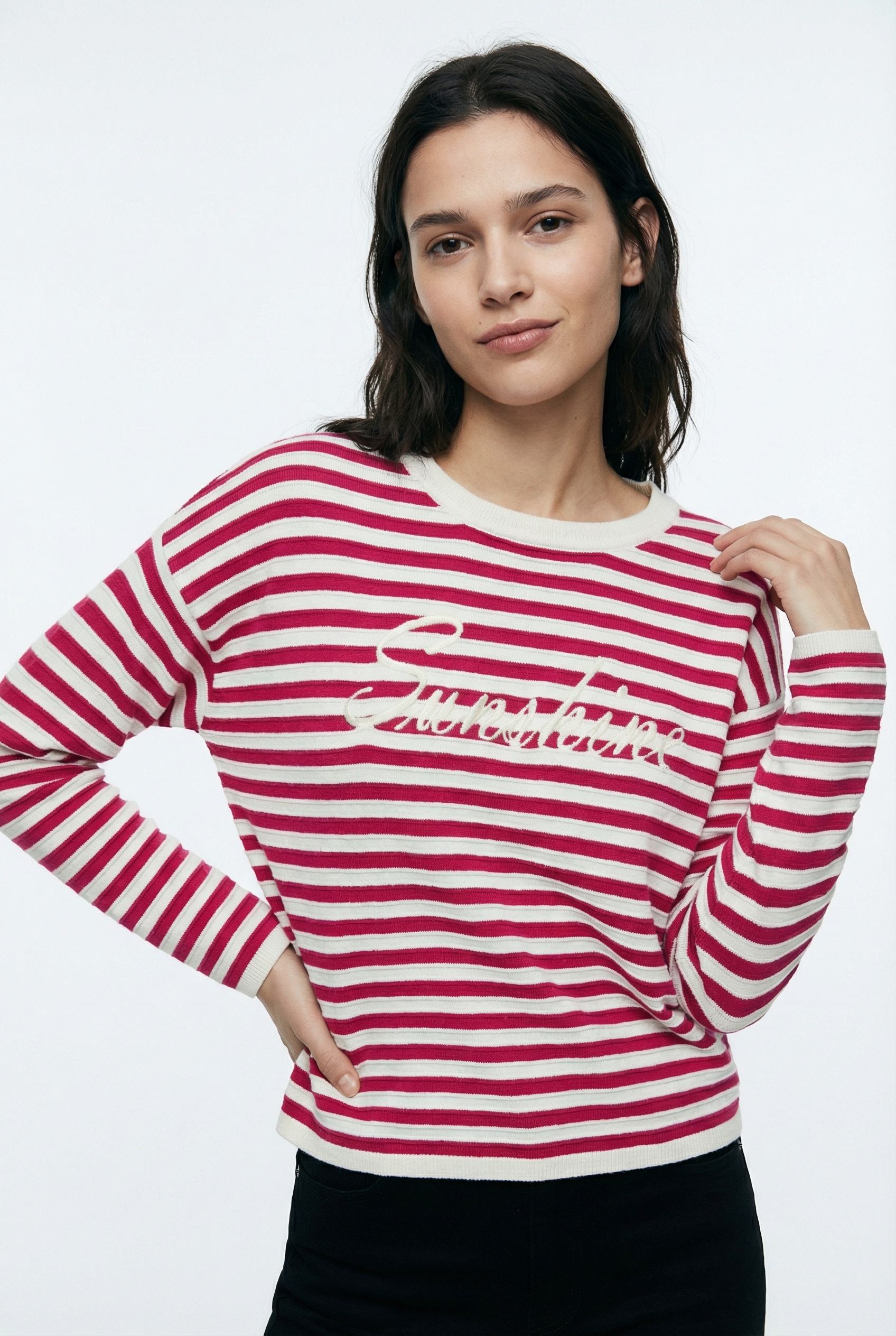 Image of Vero Moda Strickpullover "VMAPPLE LS O-NECK PULLOVER BOO" mit trendigem "Sunshine" Schriftzug