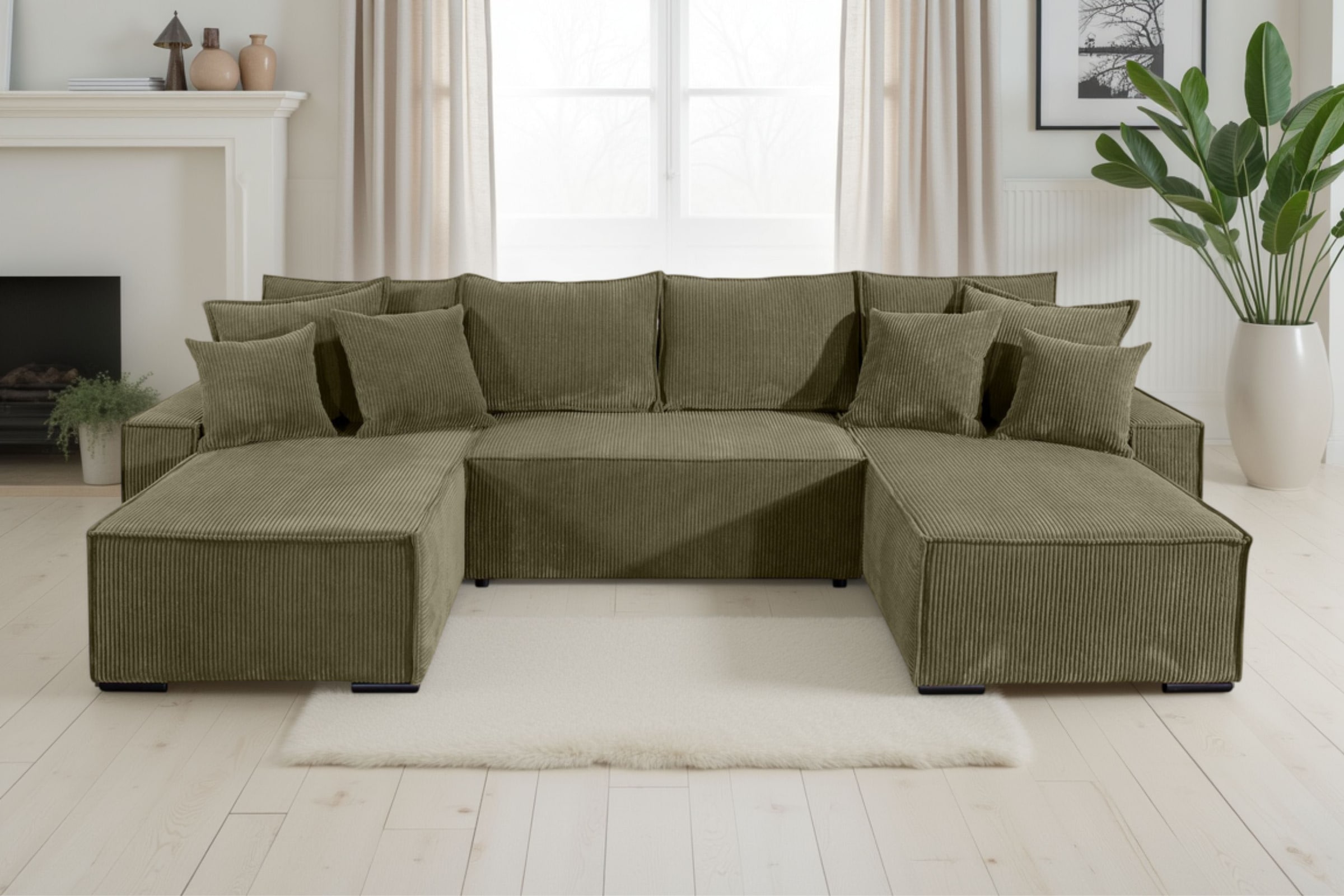 COLLECTION AB Paysage de salon »Manhattan, Breite 313 cm, Auswahl in zwei verschiedenen Cord-Bezügen« Wohnlandschaft,2  Ottomane,Bonnelfederkern,Schlaffunktion