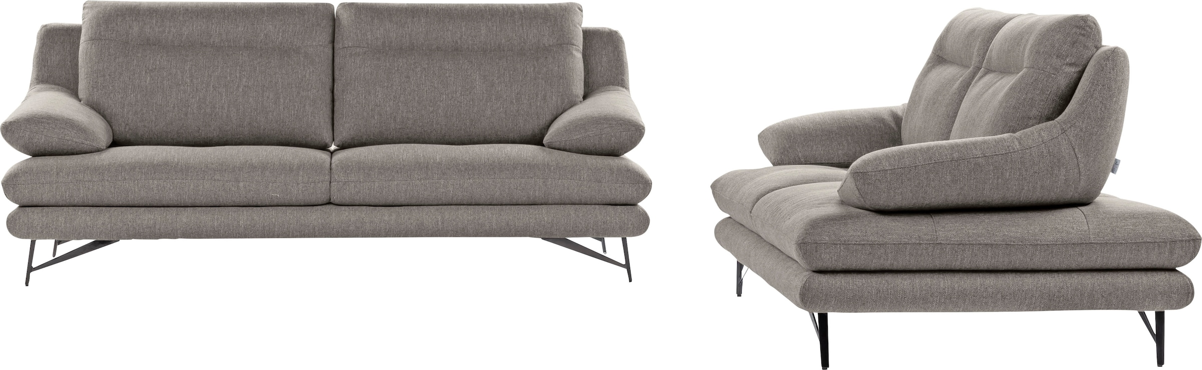 CALIA ITALIA 2,5-places »Cezanne, elegant und bequem, aufwendige Detailverarbeitung« en tissu structuré, réglage de la profondeur d'assise en option