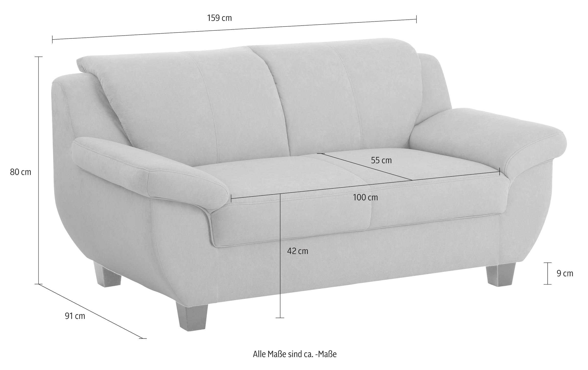 Home affaire 2-Sitzer »Yesterday Couch, B/T: 159/91 cm, belastbar bis 140kg/ Sitz«, Microfaser MELROSE®, mocca