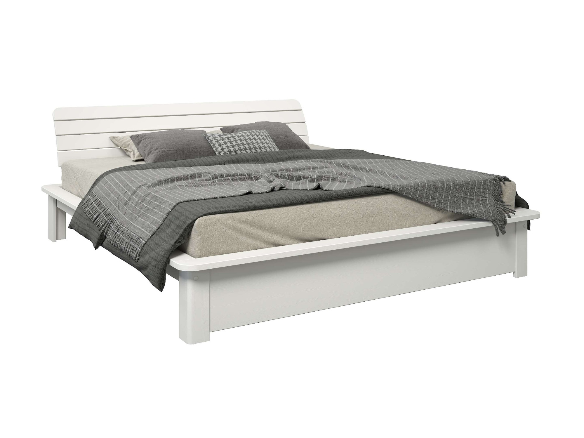 GOODproduct Massivholzbett »Antri, Futonbett, ergonomisch geformtes Kopfteil, stilvolles Design« Rahmen zur Ablage von Smartphone, mit Lattenrost, Bettkasten optional