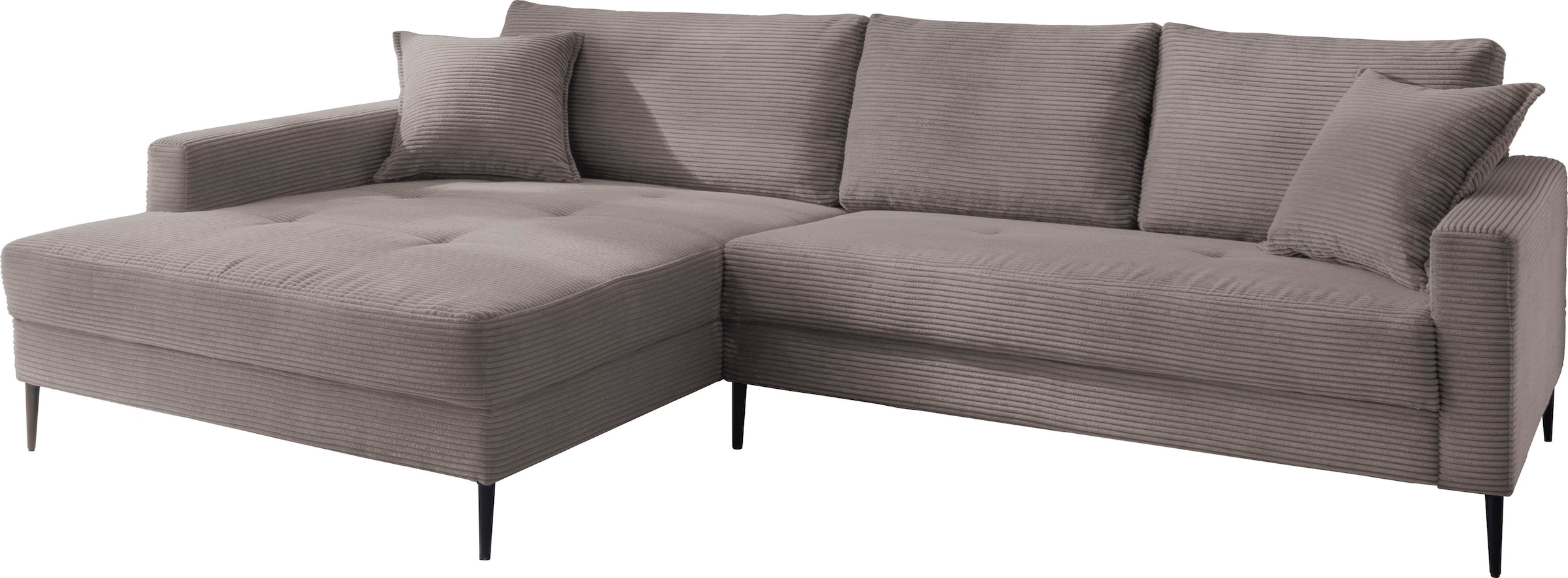 Trends by HG Ecksofa »Summer L-Form«, in Cord-Stoff mit Metallfuss