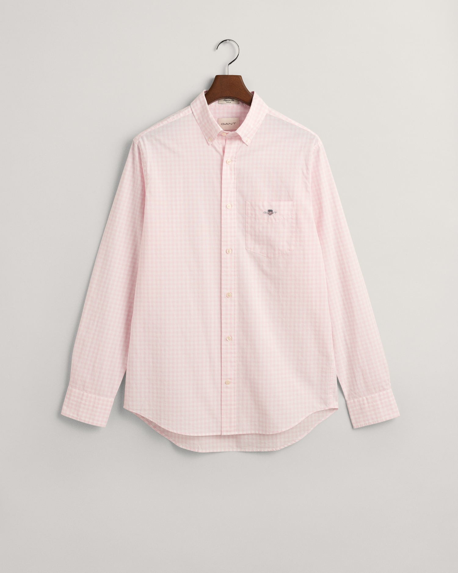 Gant Langarmhemd »Regular Fit Gingham Popeline Hemd strapazierfähig pflegeleicht kariert«, mit Logostickerei auf der Brust