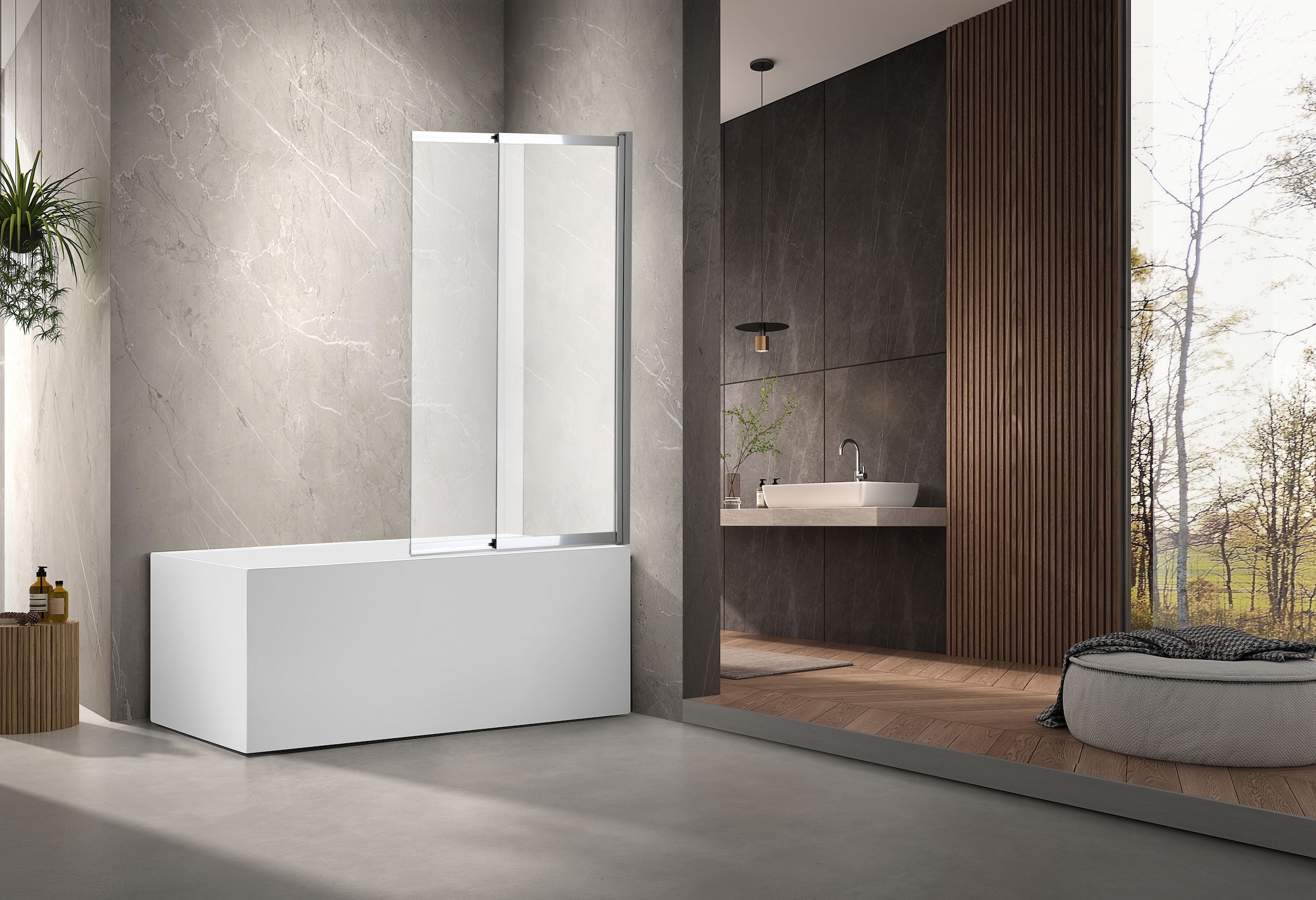 welltime Badewannenaufsatz »Slider« 2 Stk. tlg. Duschwand zum Zusammenschieben UND an die Wand klappen!