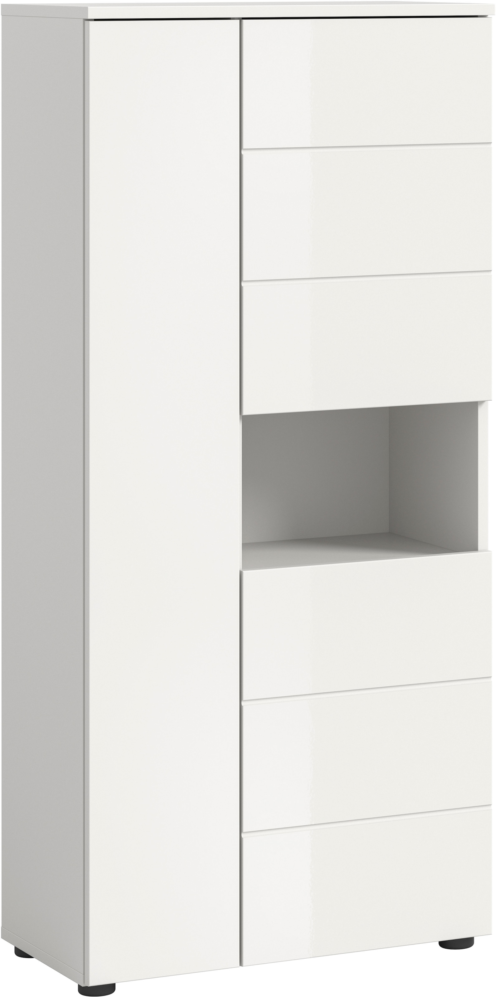 Image of welltime Midischrank "BIEL, Höhe 133 cm, 3 Türen, 1 offenes Fach" 1 Stk. tlg. Türanschlag wechselbar, modernes Design, Badschrank, Unterschrank, Bad