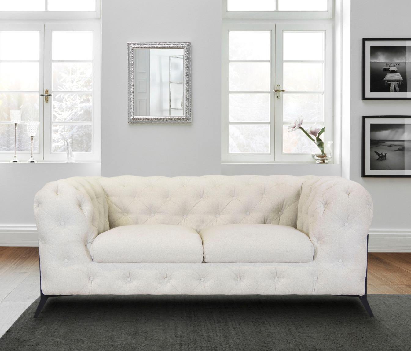 Leonique Chesterfield-Sofa »Amaury«, aufwändige Knopfheftung, moderne Chesterfield Optik, Fussfarbe wählbar
