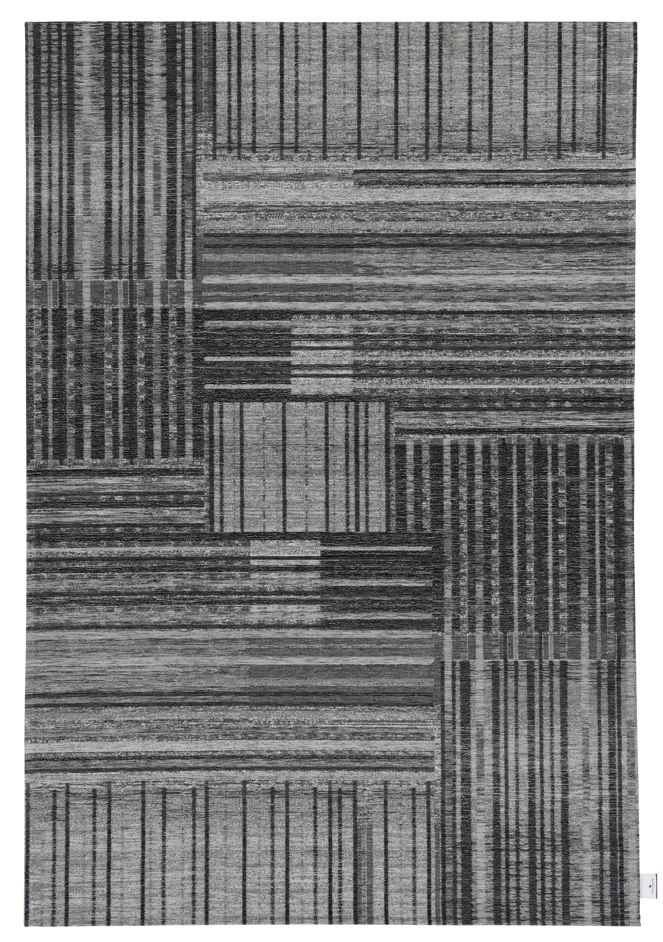 Image of TOM TAILOR HOME Teppich "Stripy Pat" rechteckig 5 mm Höhe Flachgewebe, modernes Patchworkdesign, gestreift, Chenille, Wohnzimmer