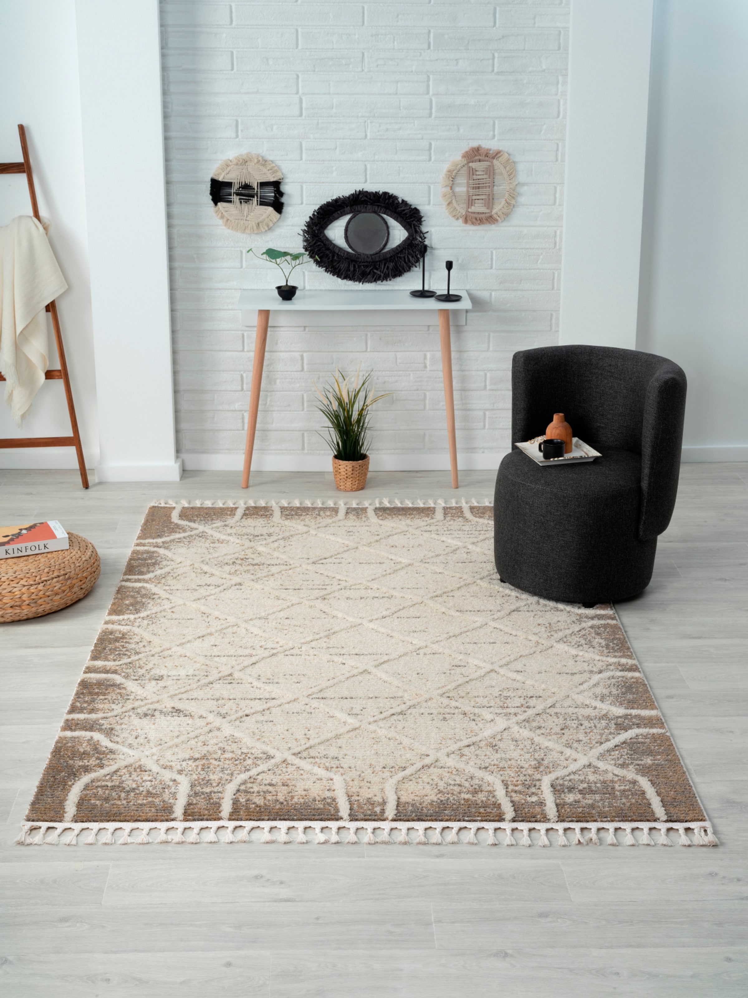Image of Myflair Möbel & Accessoires Teppich "Enya 1, LAGERRÄUMUNG" rechteckig 15 mm Höhe Shaggy im Skandi Look, Hoch-Tief Effekt, leicht glänzend