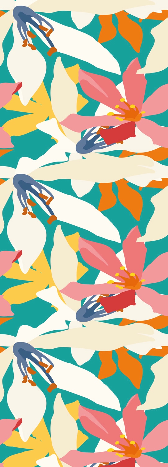 Image of queence Vinyltapete "Davina" Motiv bedruckt botanisch floral gemustert natürlich glatt 90x250cm, selbstklebend, kinderleichte Anbringung, Sticker