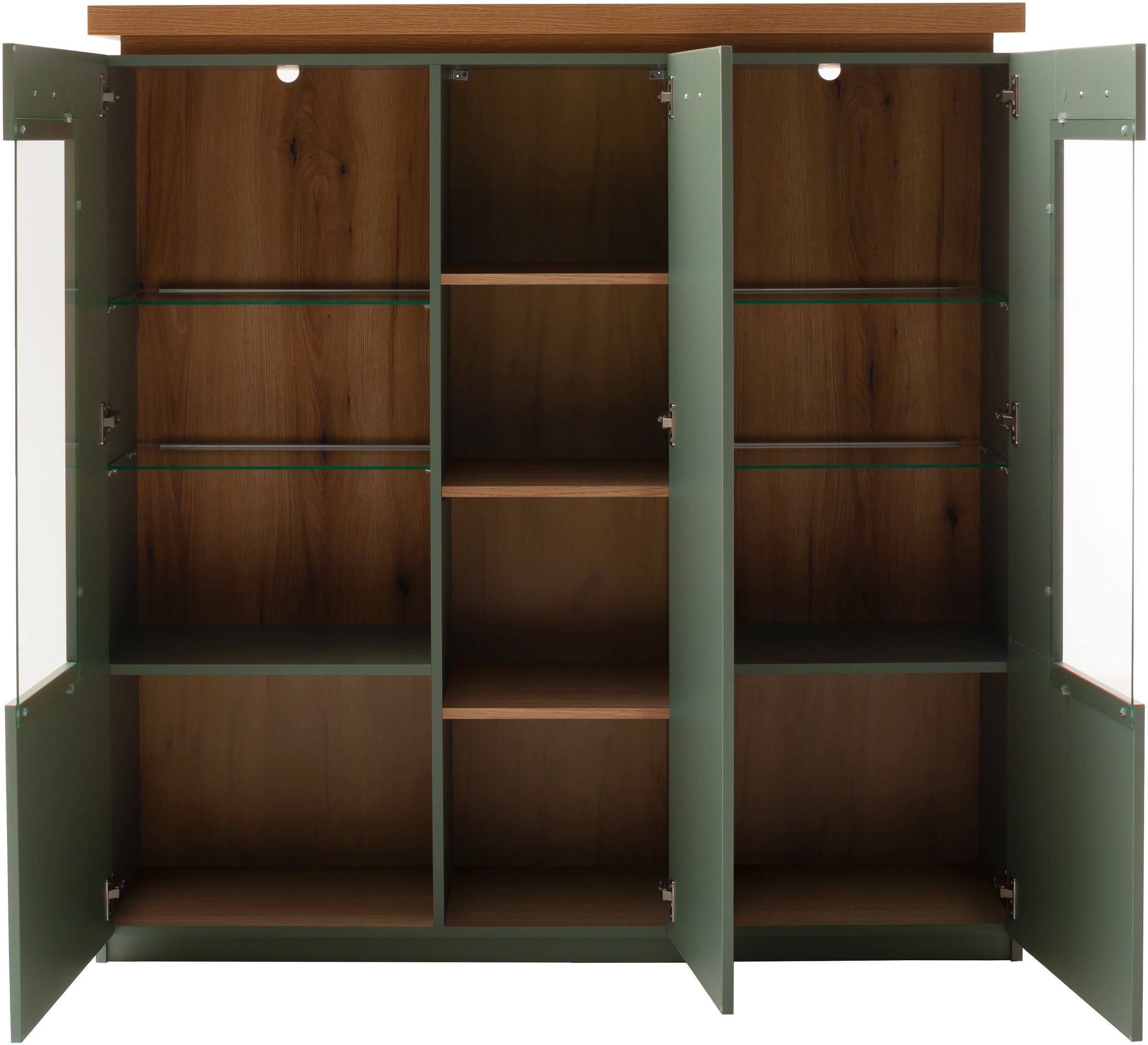 MCA furniture Highboard »MONIZ Highboard« 1 Stk. tlg. Hochkommode,Kommode,Eiche,Salbeigrün,3 Türen,gedämpft,Breite 138 cm