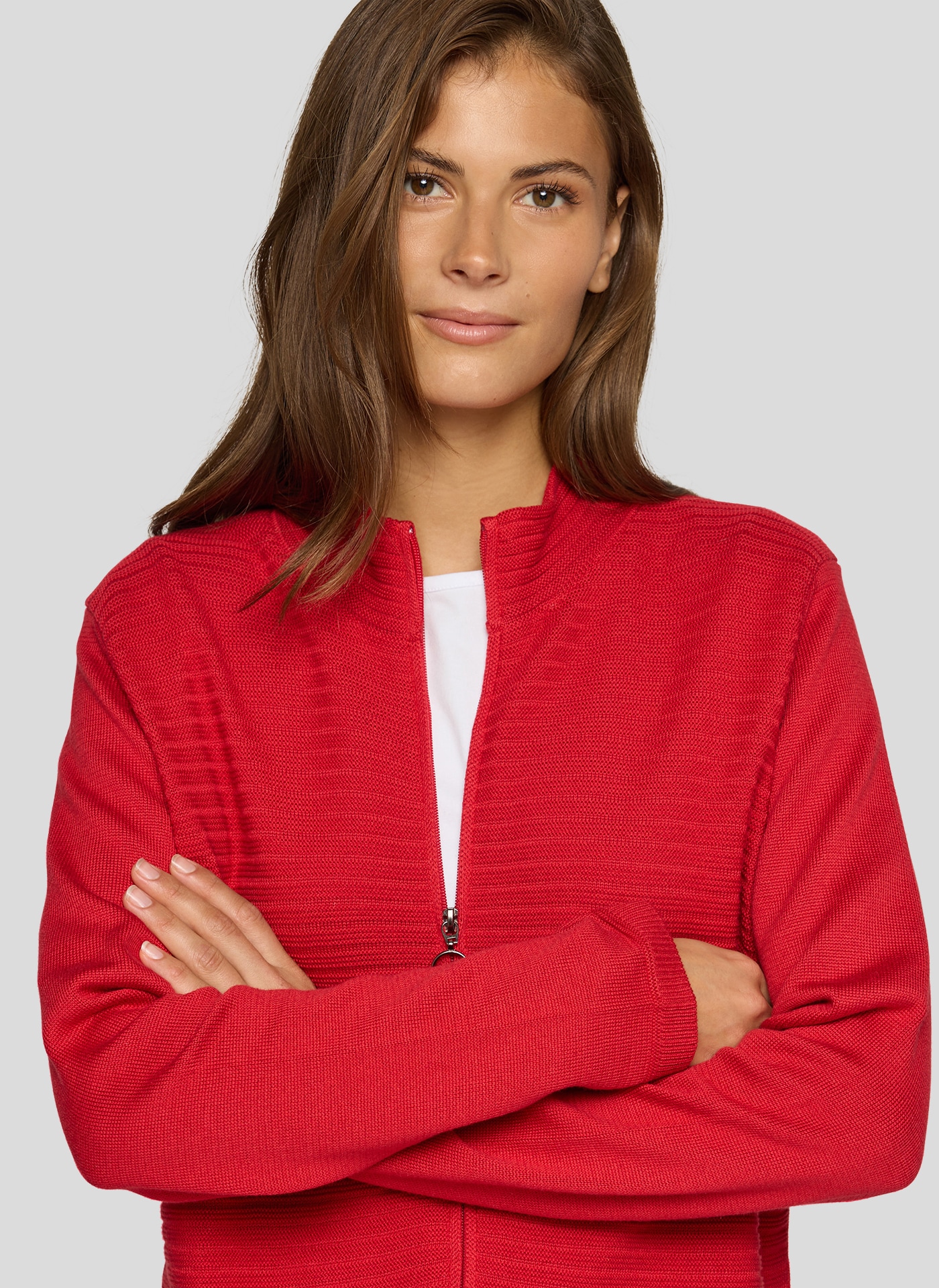 Rabe Strickjacke mit Reissverschluss und Stehkragen