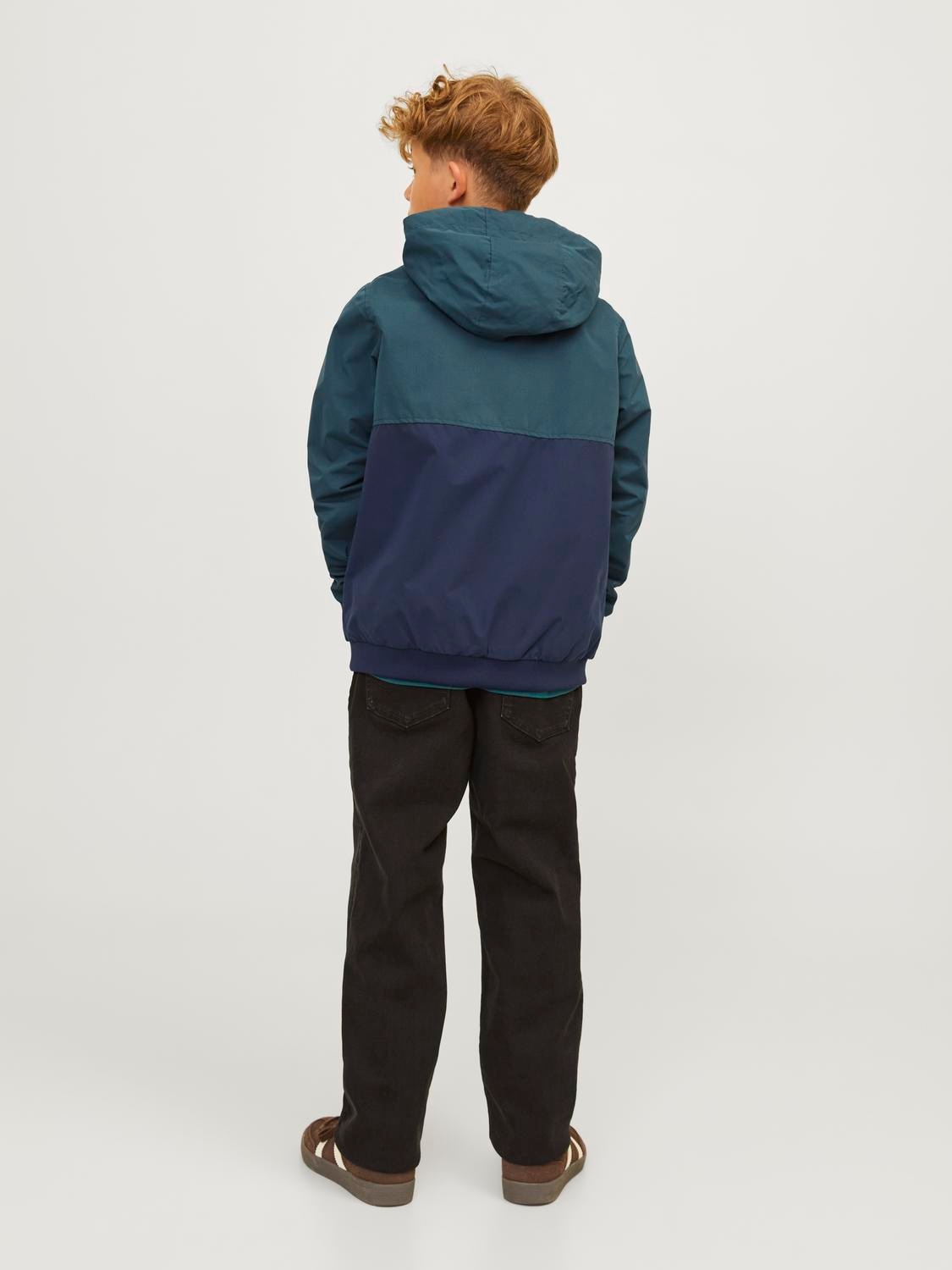 Jack & Jones Junior Outdoorjacke »JJERUSH wasserabweisend, mit Kapuze, mattes Finish«, mit Kapuze, colorblocking, modisch, regular fit, Kapuze