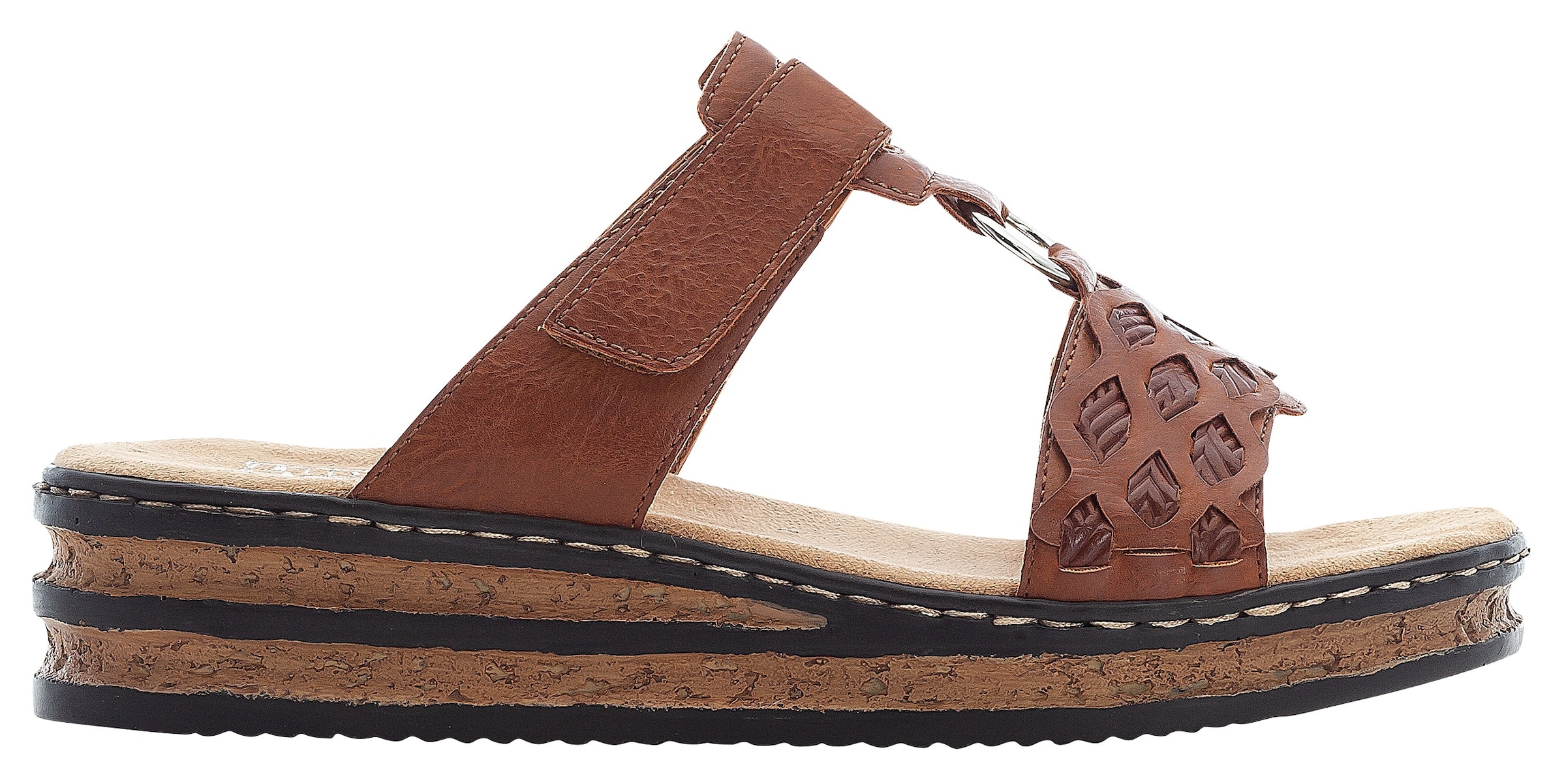 Rieker Pantolette  compensé, chaussure d'été, mule avec brides effet tressé